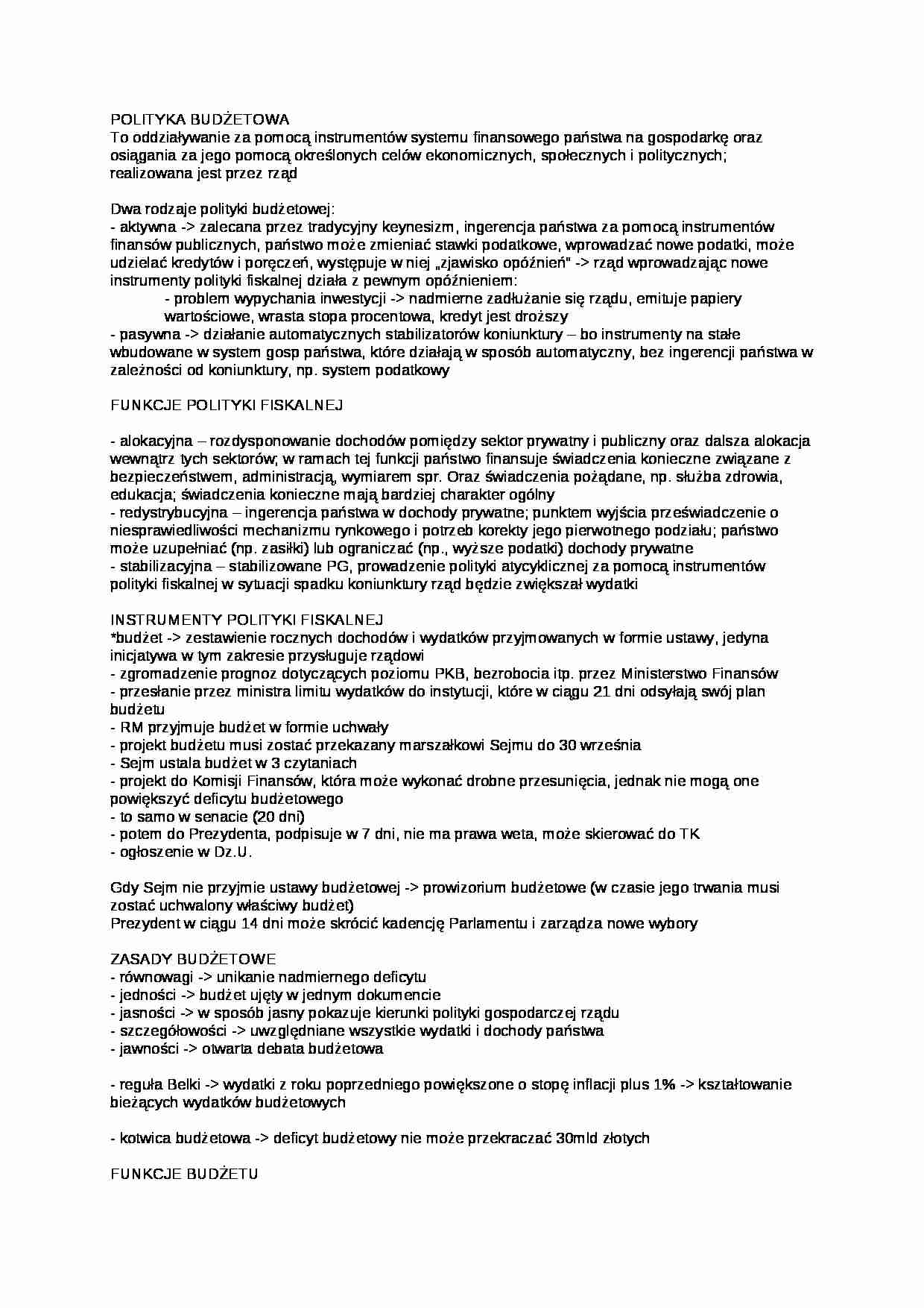 Wykład - Polityka budżetowa - strona 1