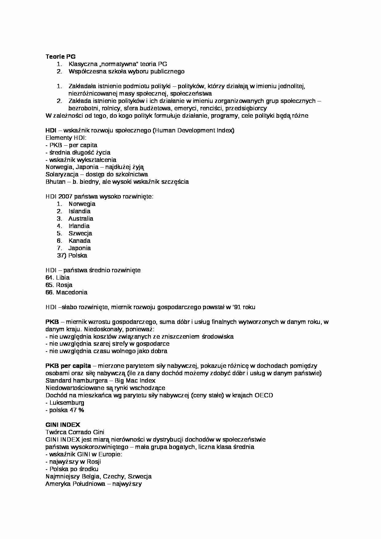Wykład - Teorie polityki gospodarczej - strona 1
