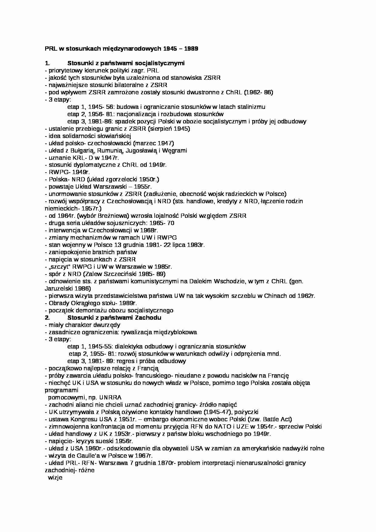 Wykład - PRL w stosunkach międzynarodowych 1945 - strona 1