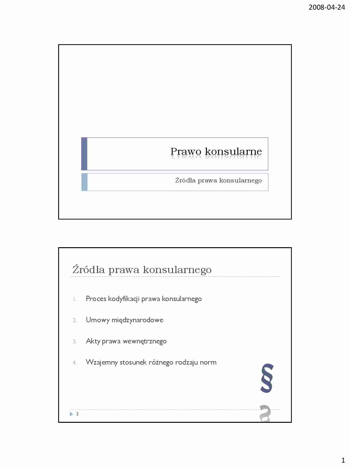 Wykład - Źródła prawa konsularnego - strona 1