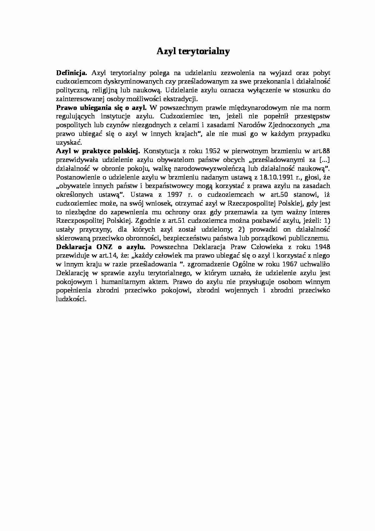 Wykład - Azyl terytorialny - strona 1