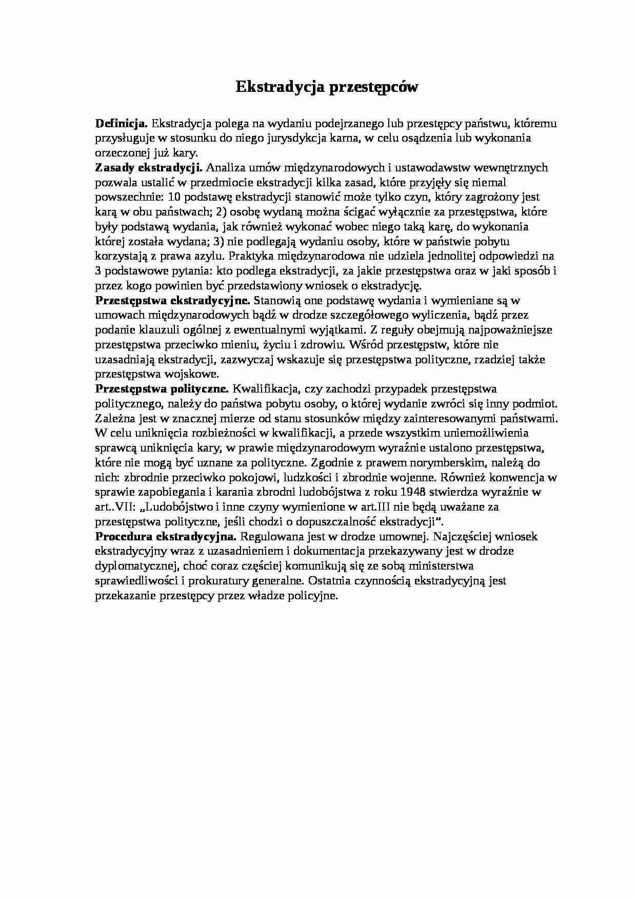 Wykład - Ekstradycja przestępców - strona 1