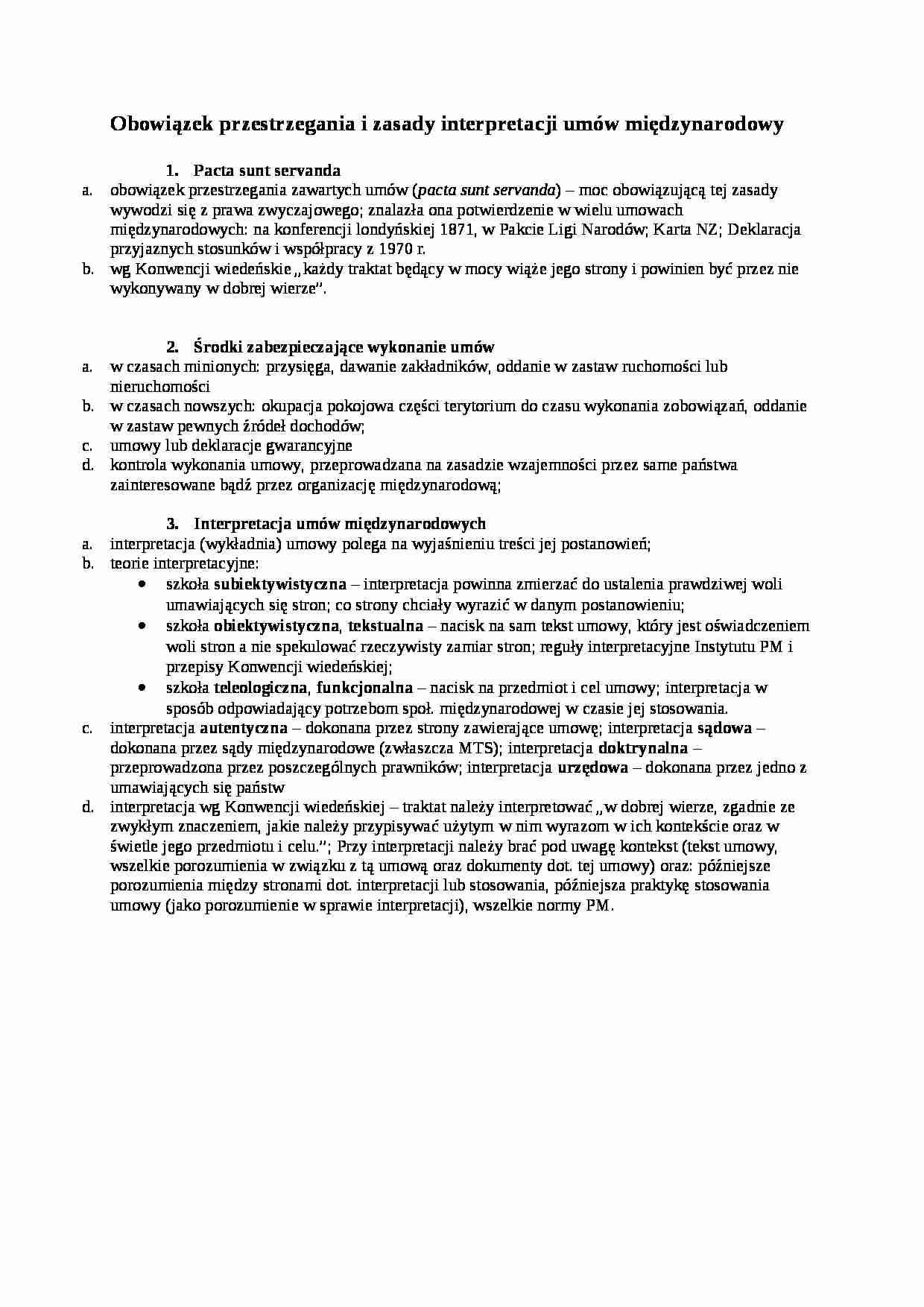 Wykład - Obowiązek przestrzegania i zasady interpretacji umów międzynarodowy - strona 1
