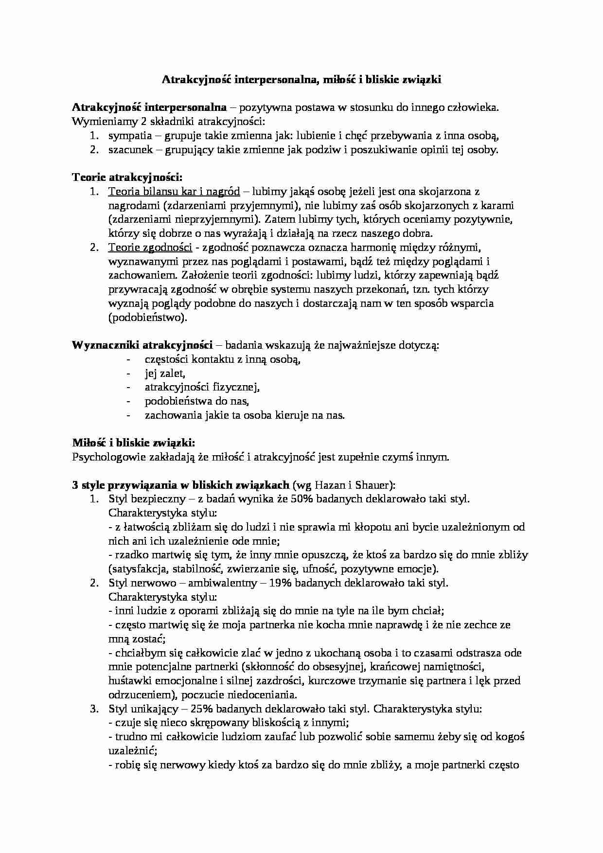 Wykład - Atrakcyjność interpersonalna - strona 1