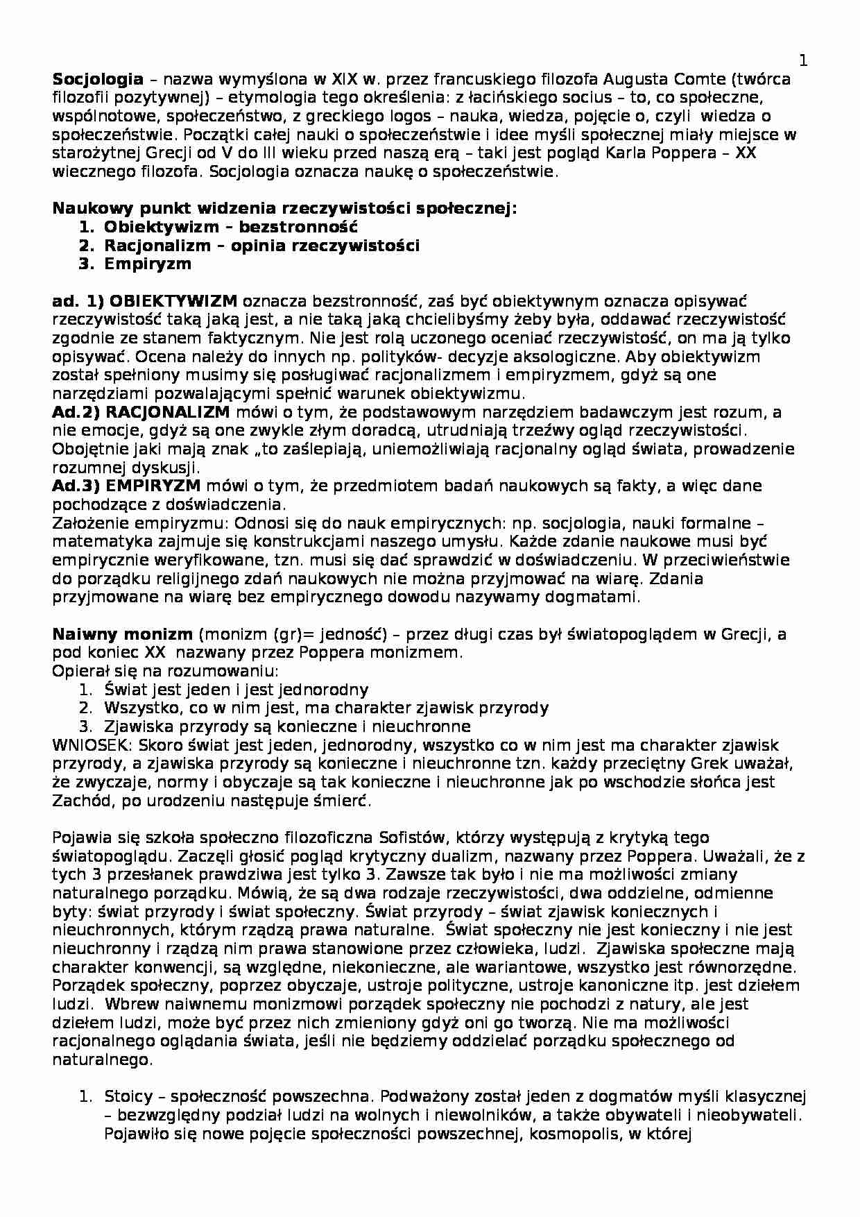 podstawy socjologii - racjonalizm - strona 1