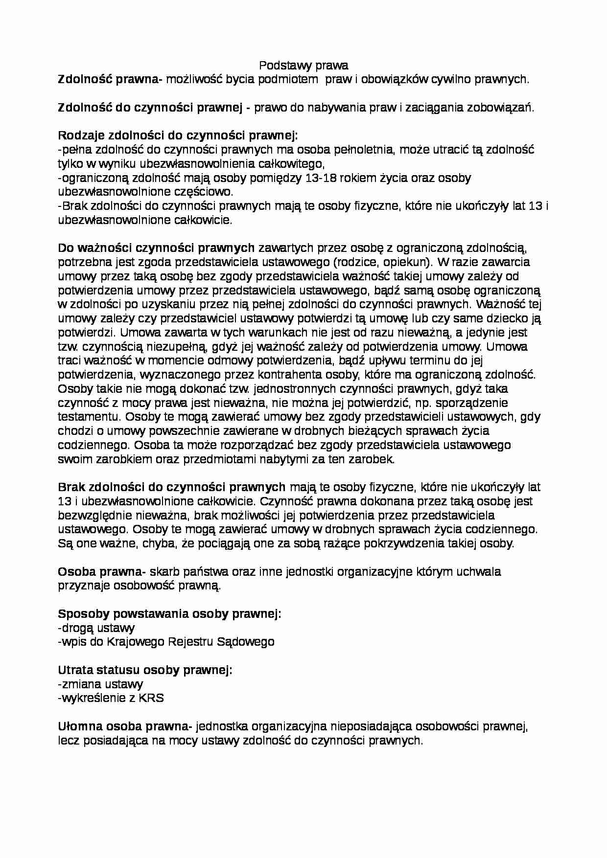 Prawo cywilne - Czynność prawna - strona 1