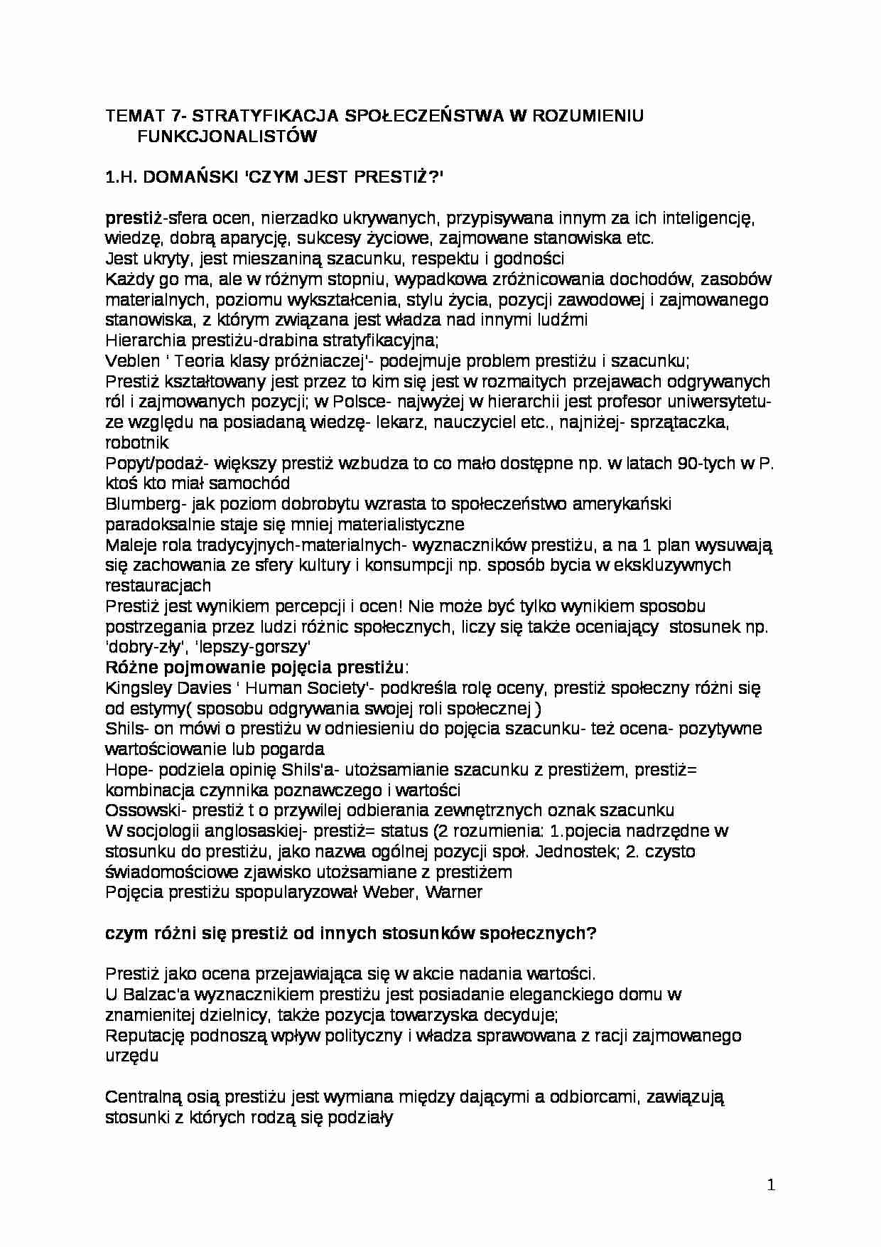 Wykład - stratyfikacja społeczeństwa - strona 1