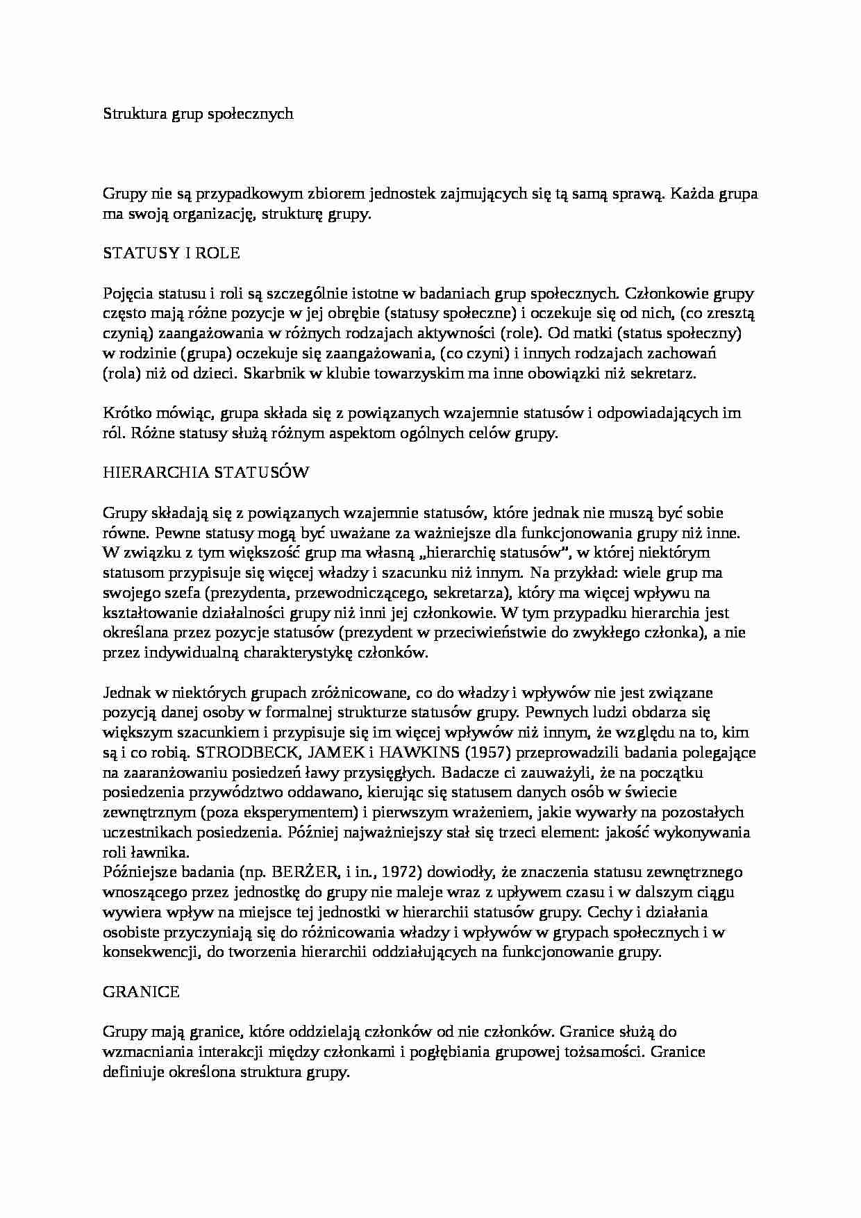 wykład - Struktura grup społecznych - strona 1