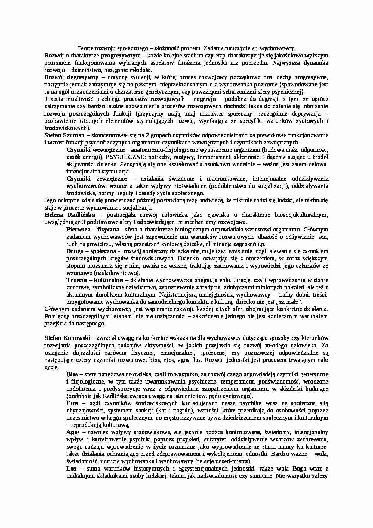 Wykład - Teorie rozwoju społecznego - strona 1