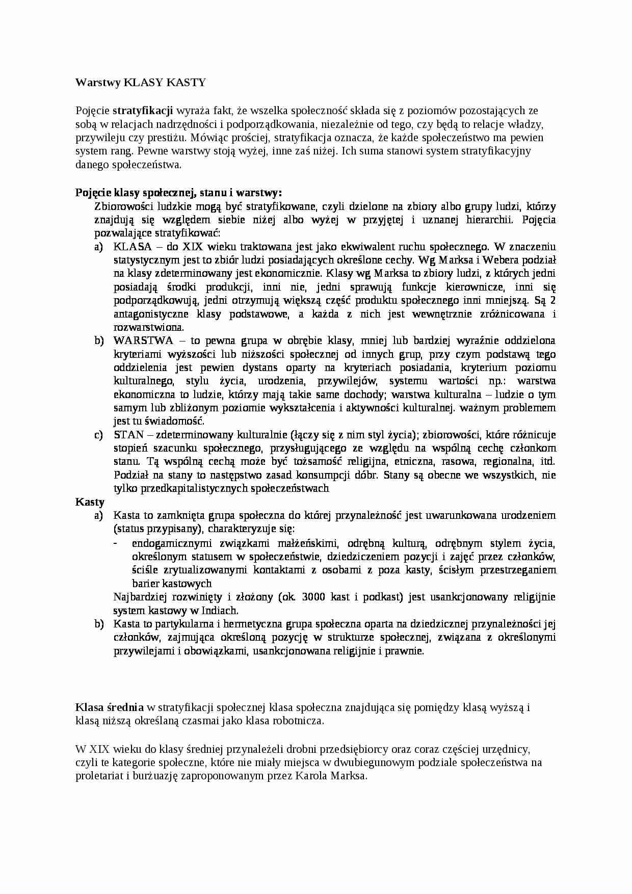 Wykład - Warstwy, klasy, kasty - strona 1