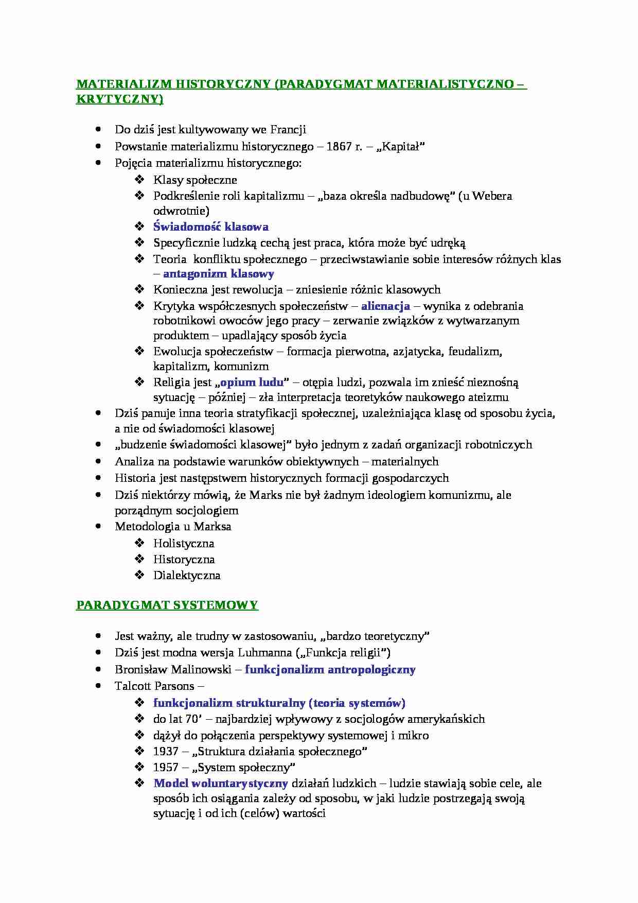 Wykład - Materializm historyczny - strona 1