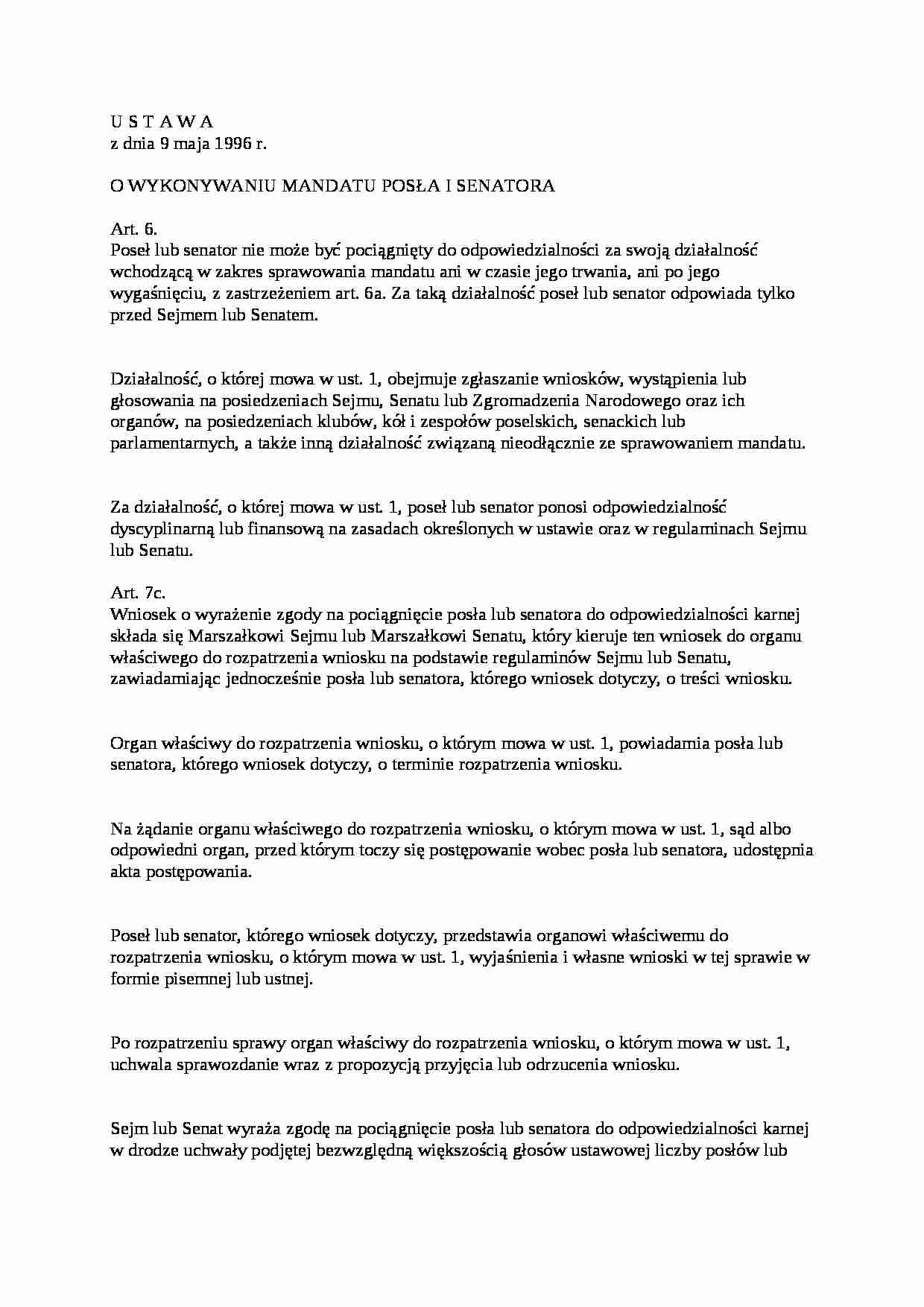 Wykład - mandat posła i senatora - strona 1