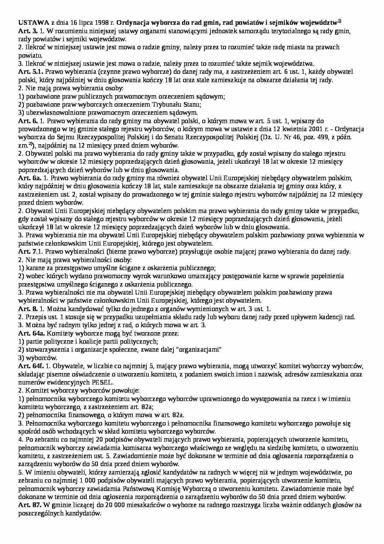Wykład - ordynacja wyborcza do samorządów - strona 1