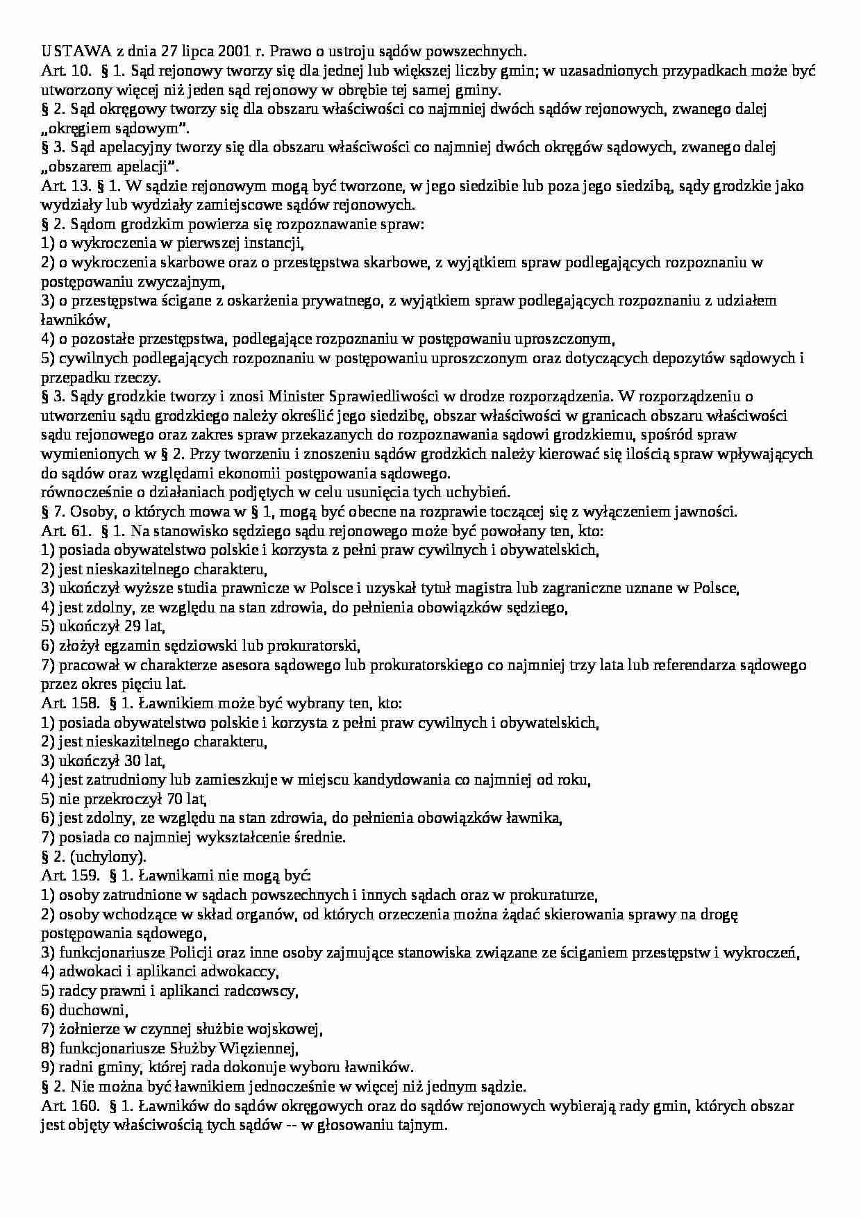 Wykład - ustroj sadow powszechnych - strona 1