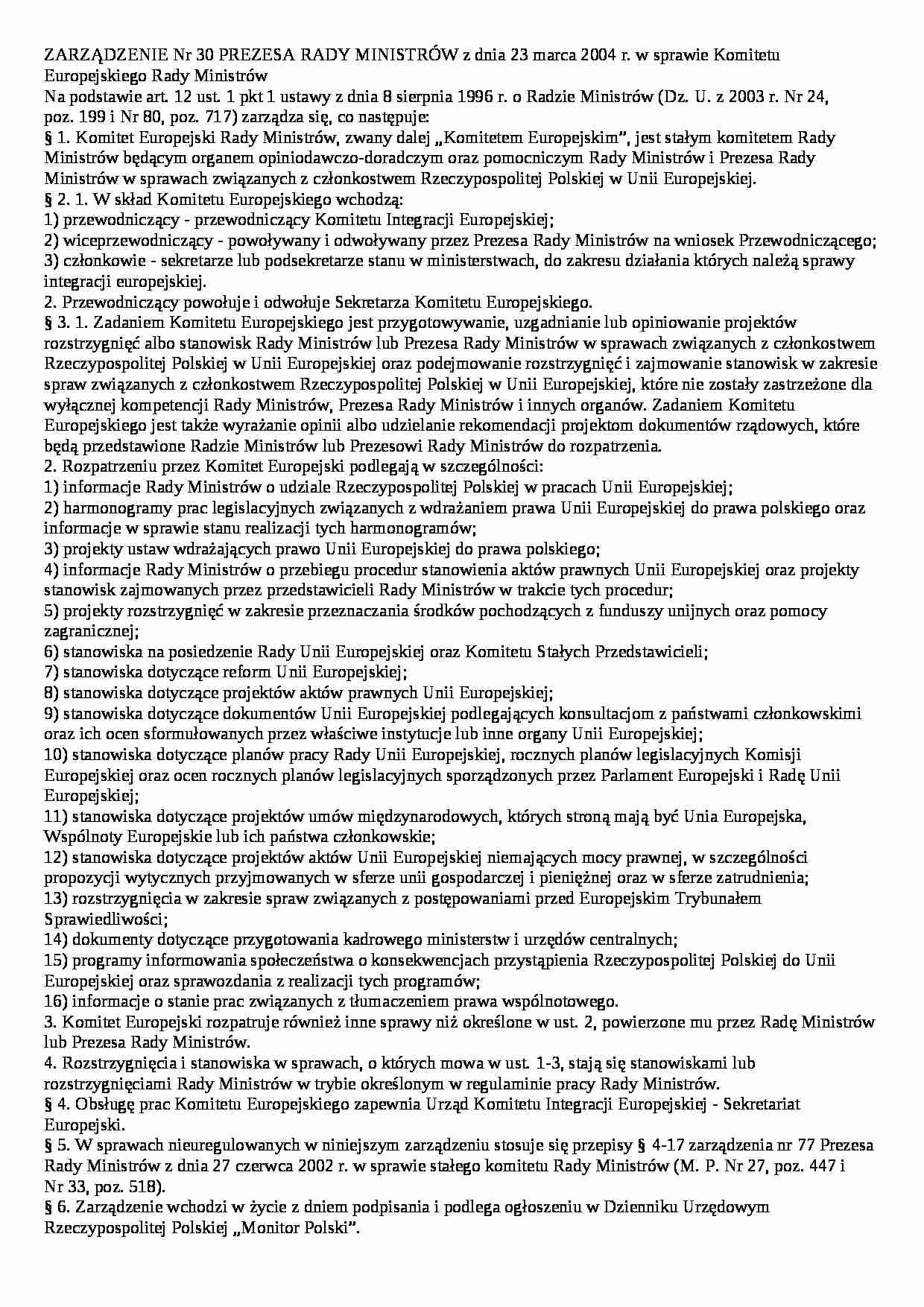 Wykład - zarządzenie premiera - strona 1