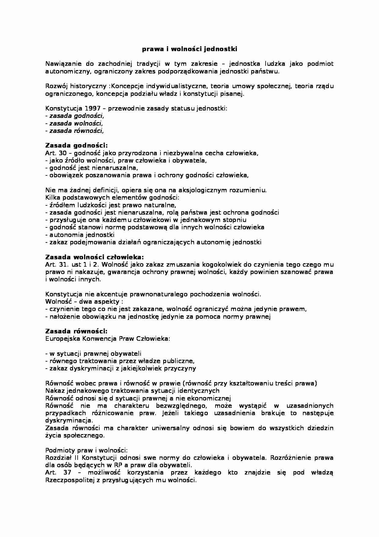 Wykład - prawa i wolności jednostki - strona 1