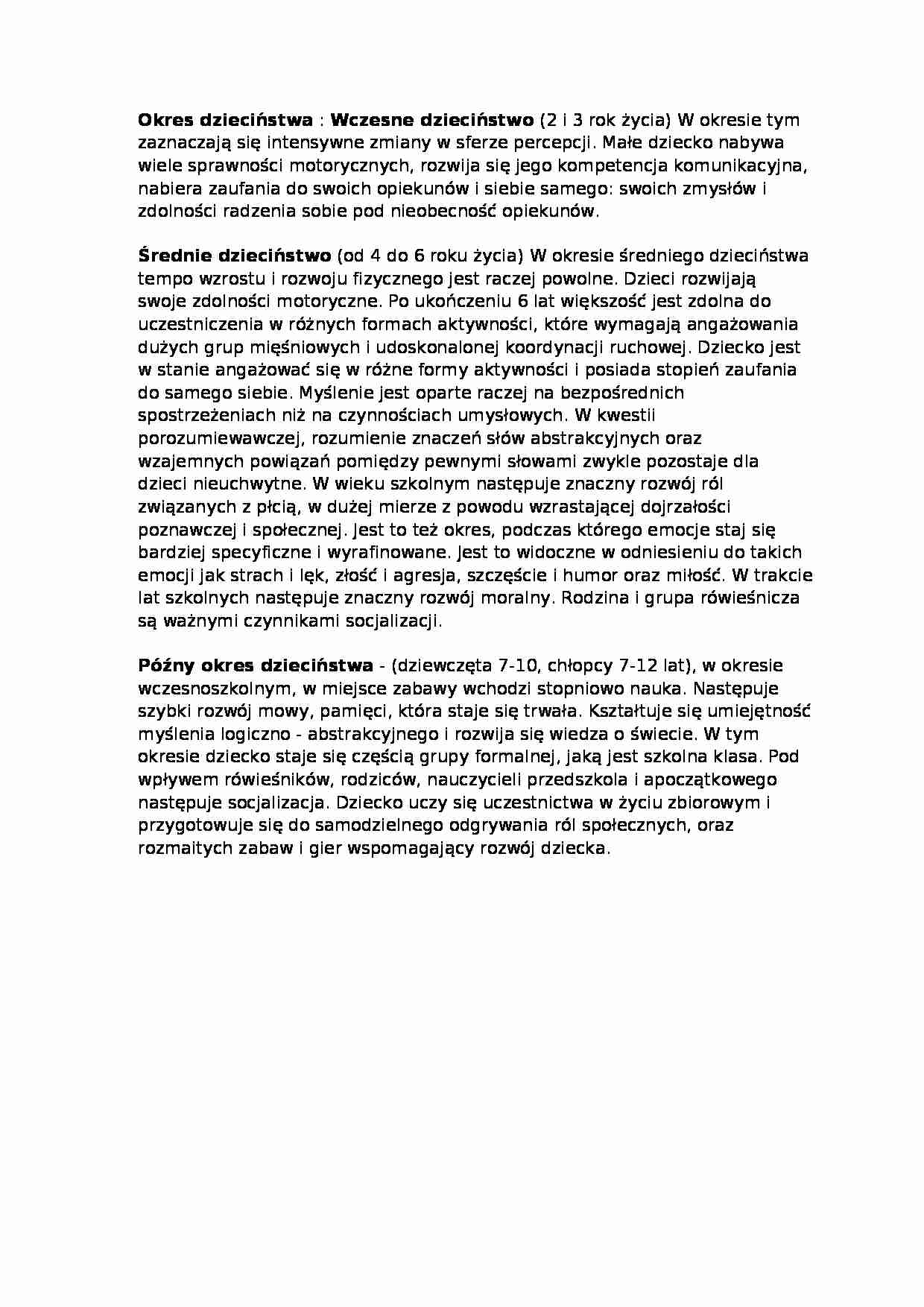 Wykład - dzieciństwo - strona 1