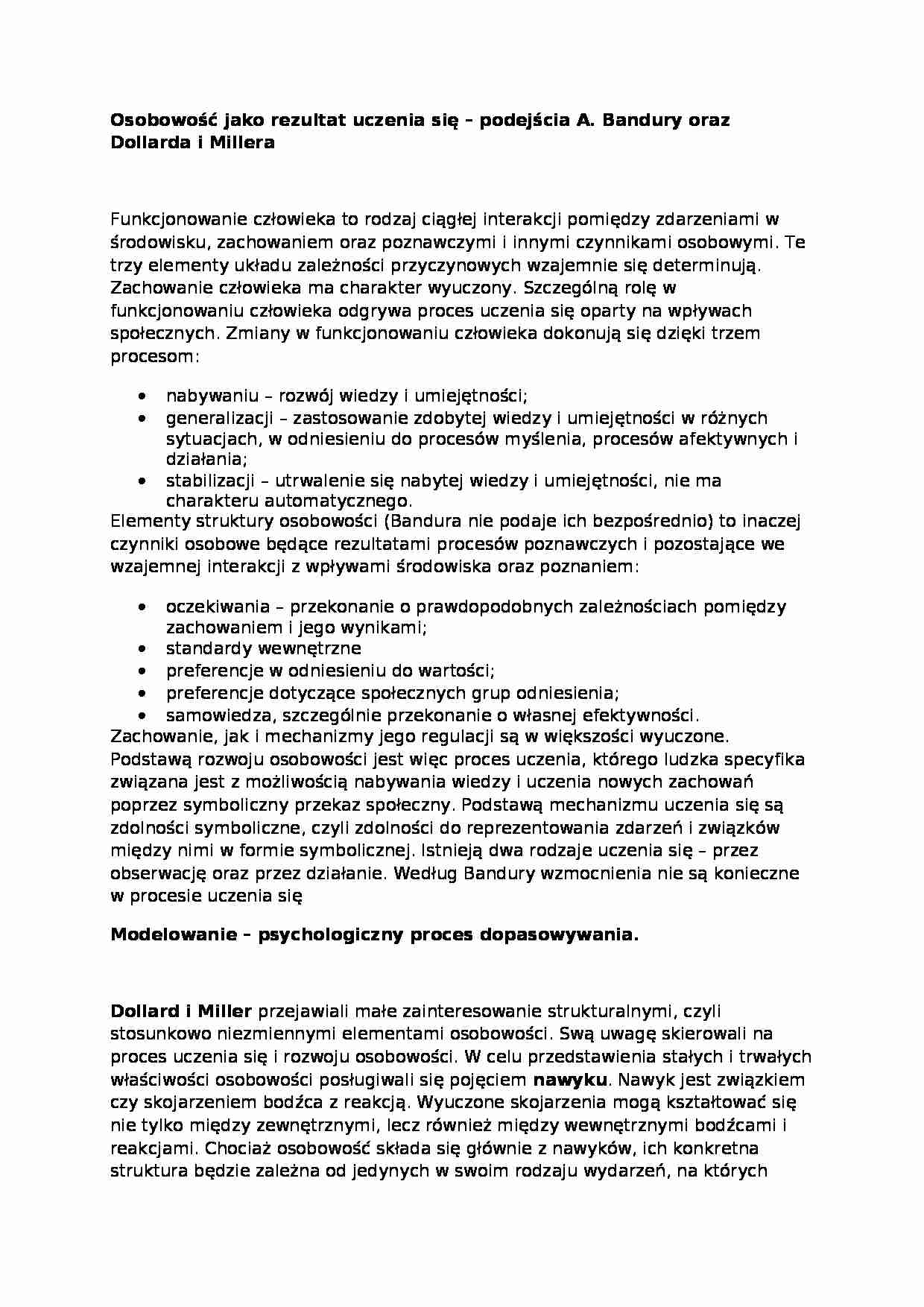 Wykład - Osobowość jako rezultat uczenia się - strona 1