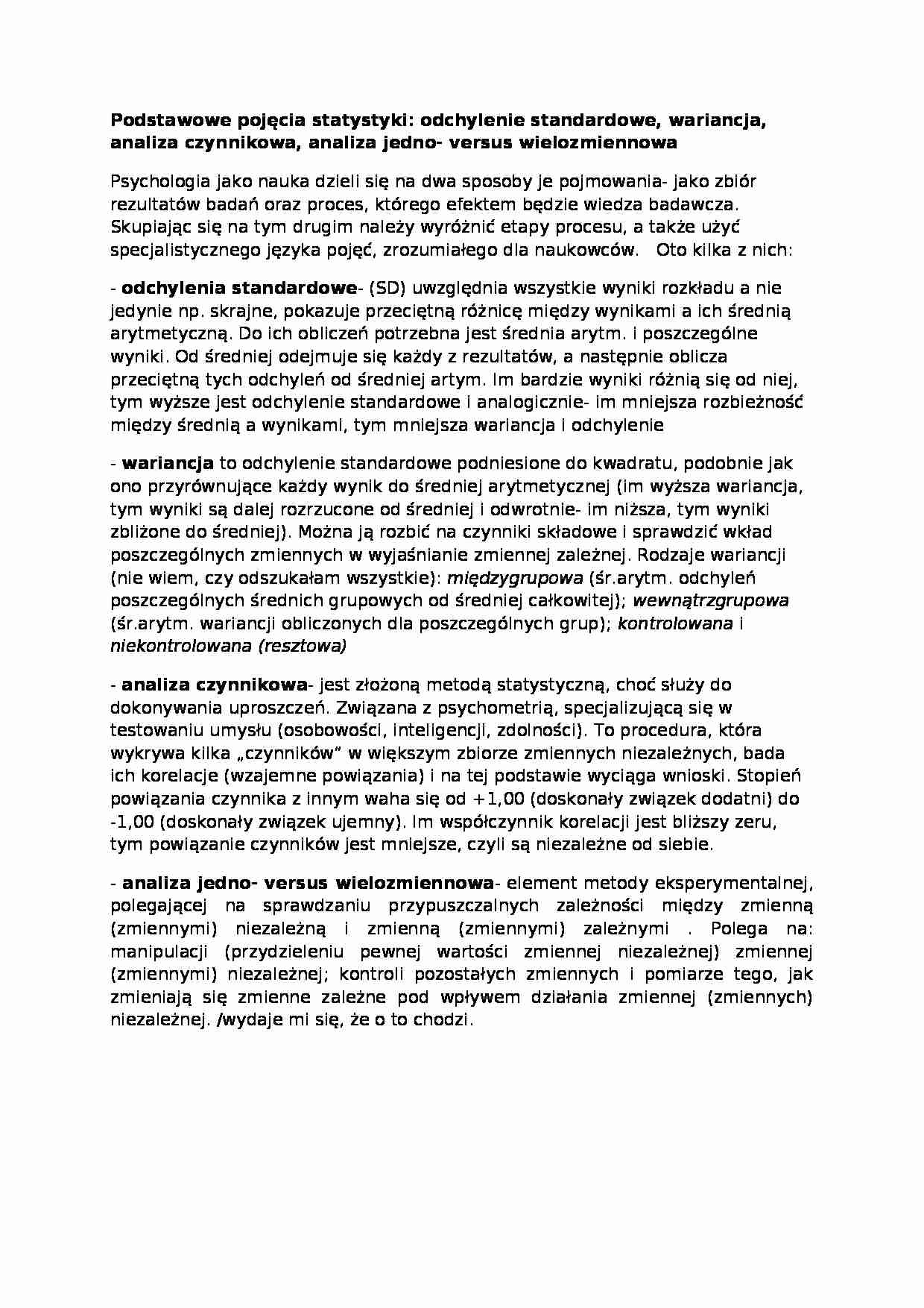 Wykład - Podstawowe pojęcia statystyki - strona 1
