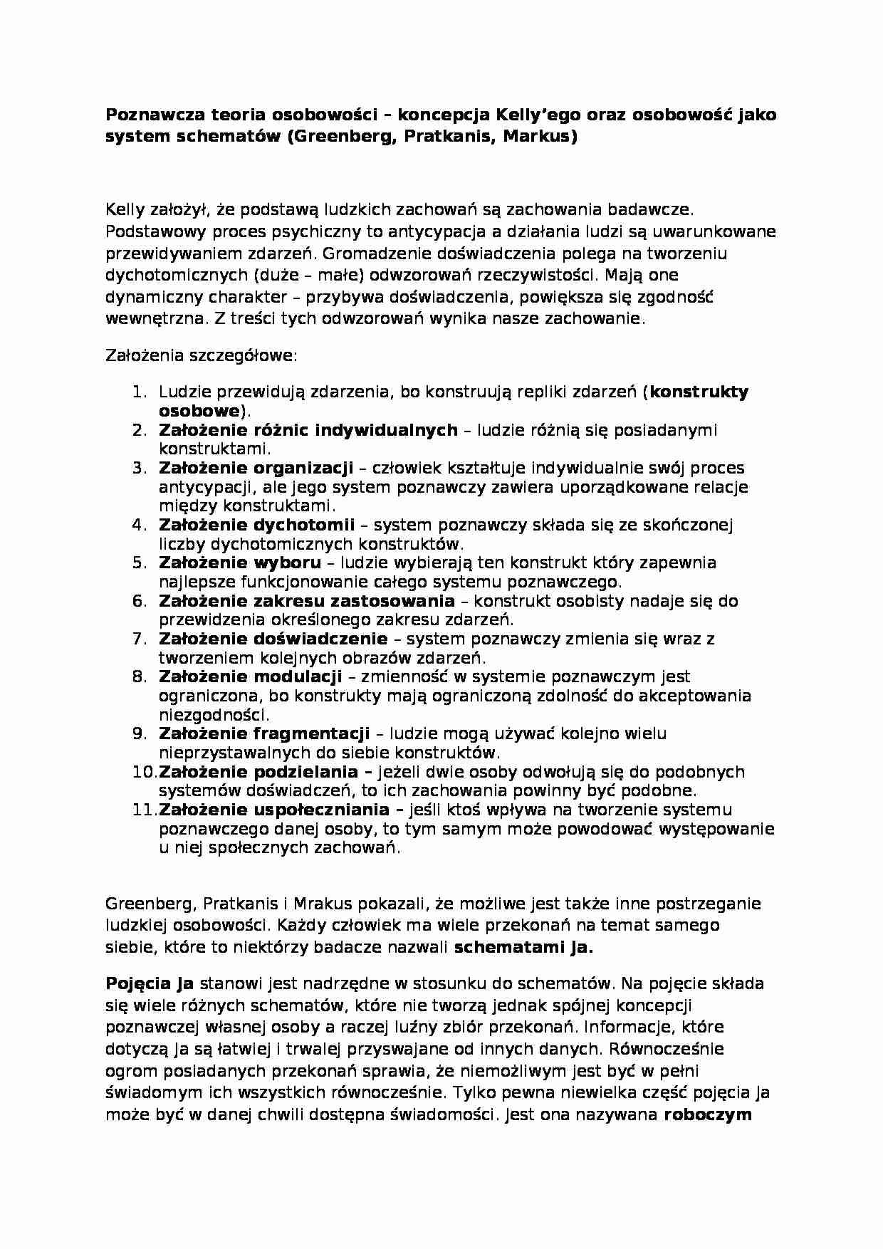 Wykład - Poznawcza teoria osobowości - strona 1