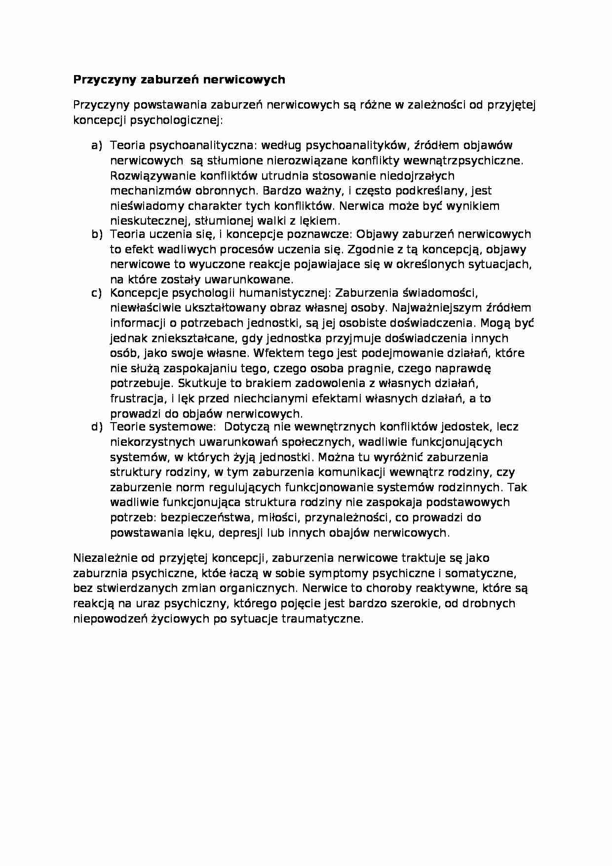 wykład - Przyczyny zaburzeń nerwicowych - strona 1