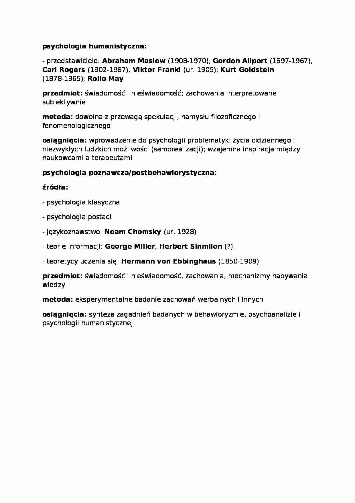 Wykład - psychologia humanistyczna - strona 1