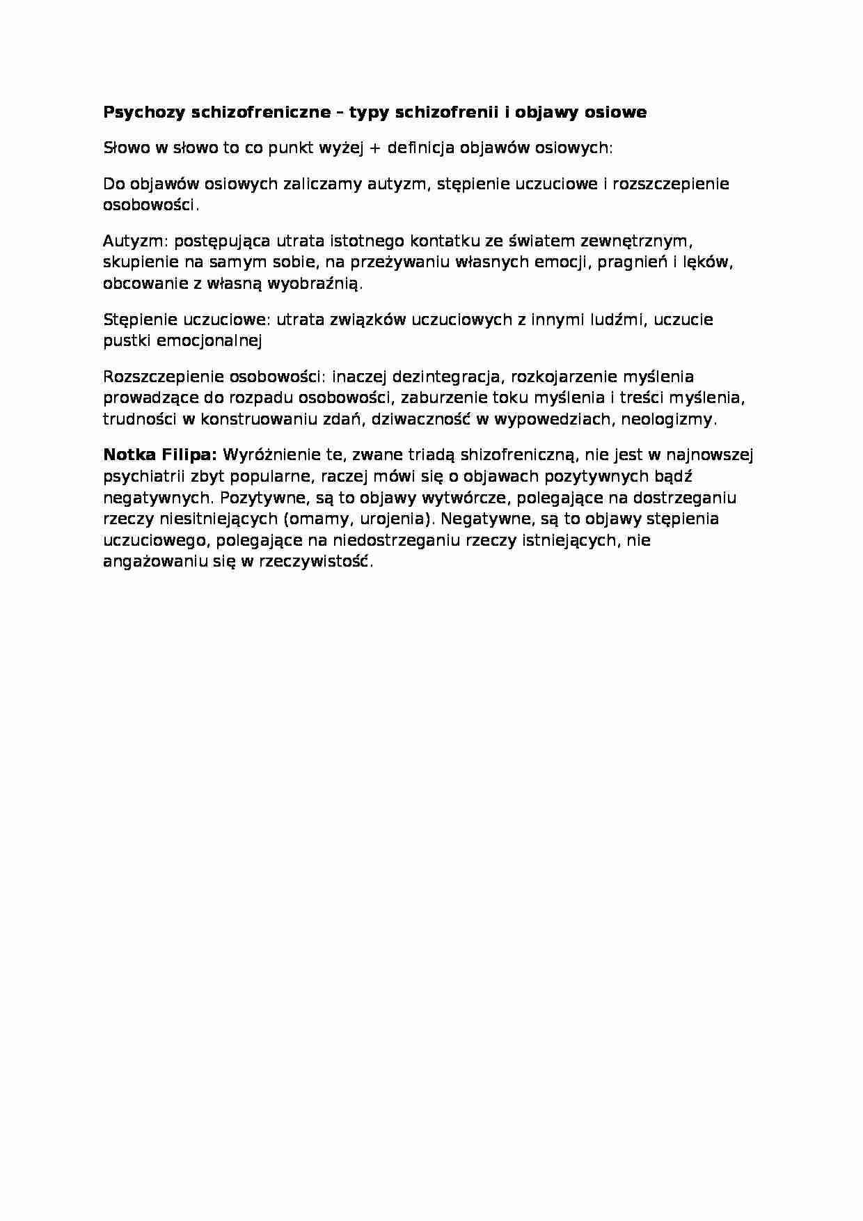 wykład - Psychozy schizofreniczne - strona 1