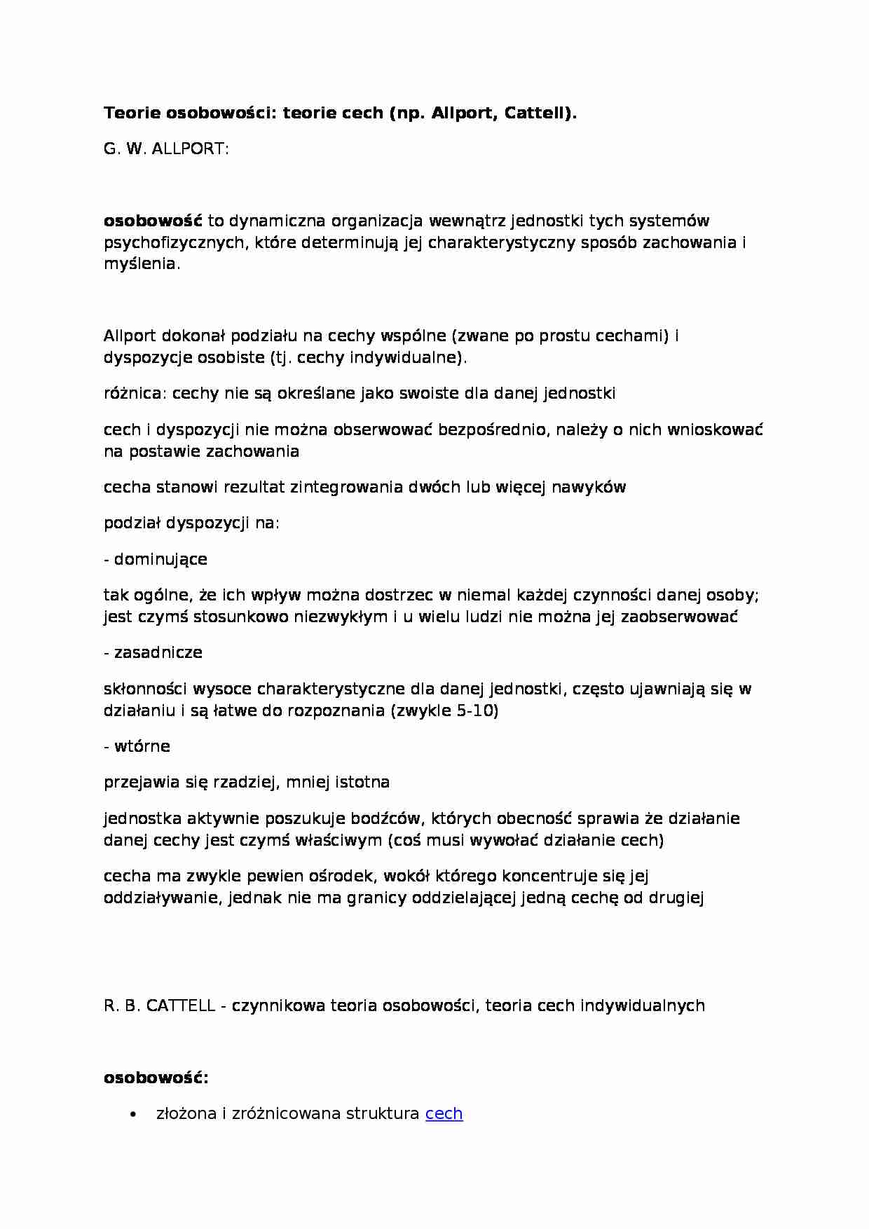 wykład - Teorie osobowości - strona 1