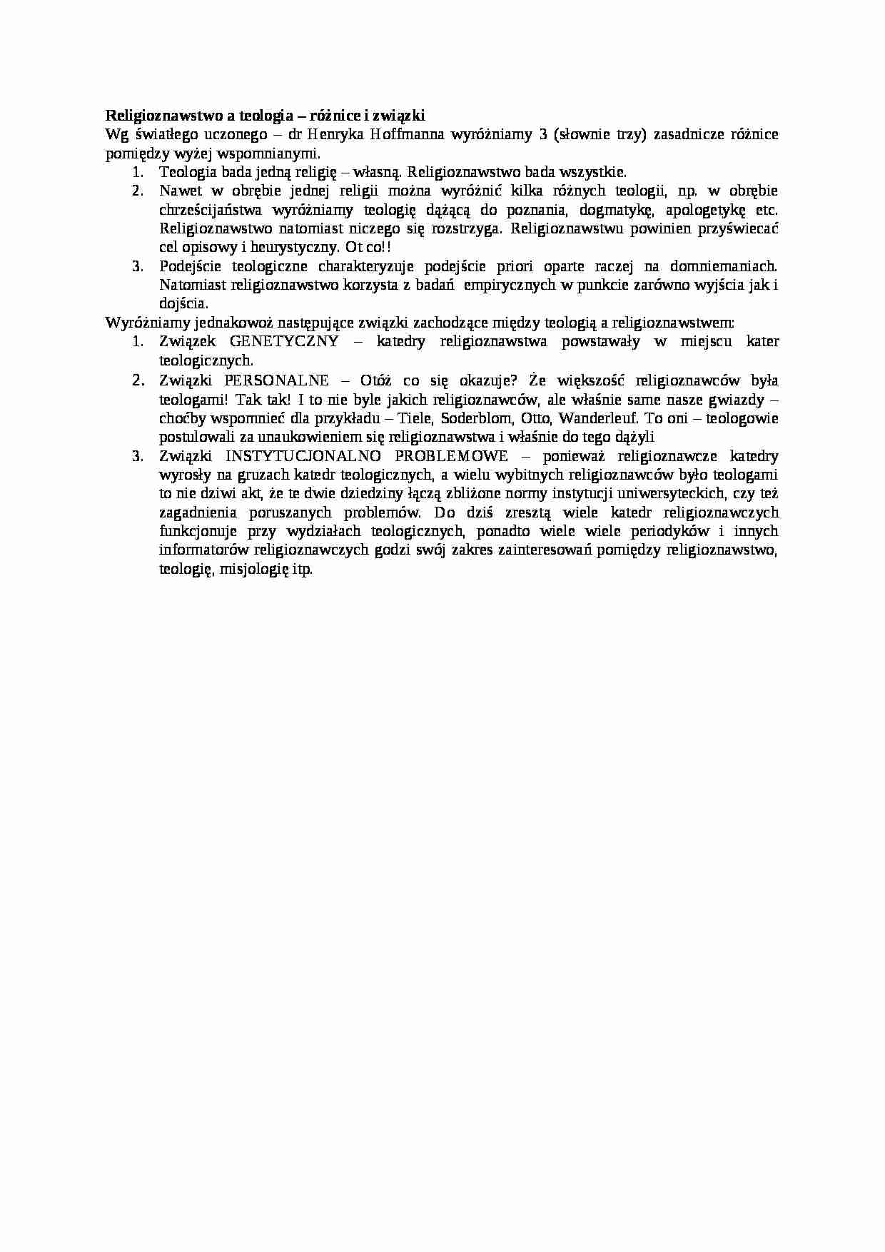 Wykład - Religioznawstwo a teologia - strona 1