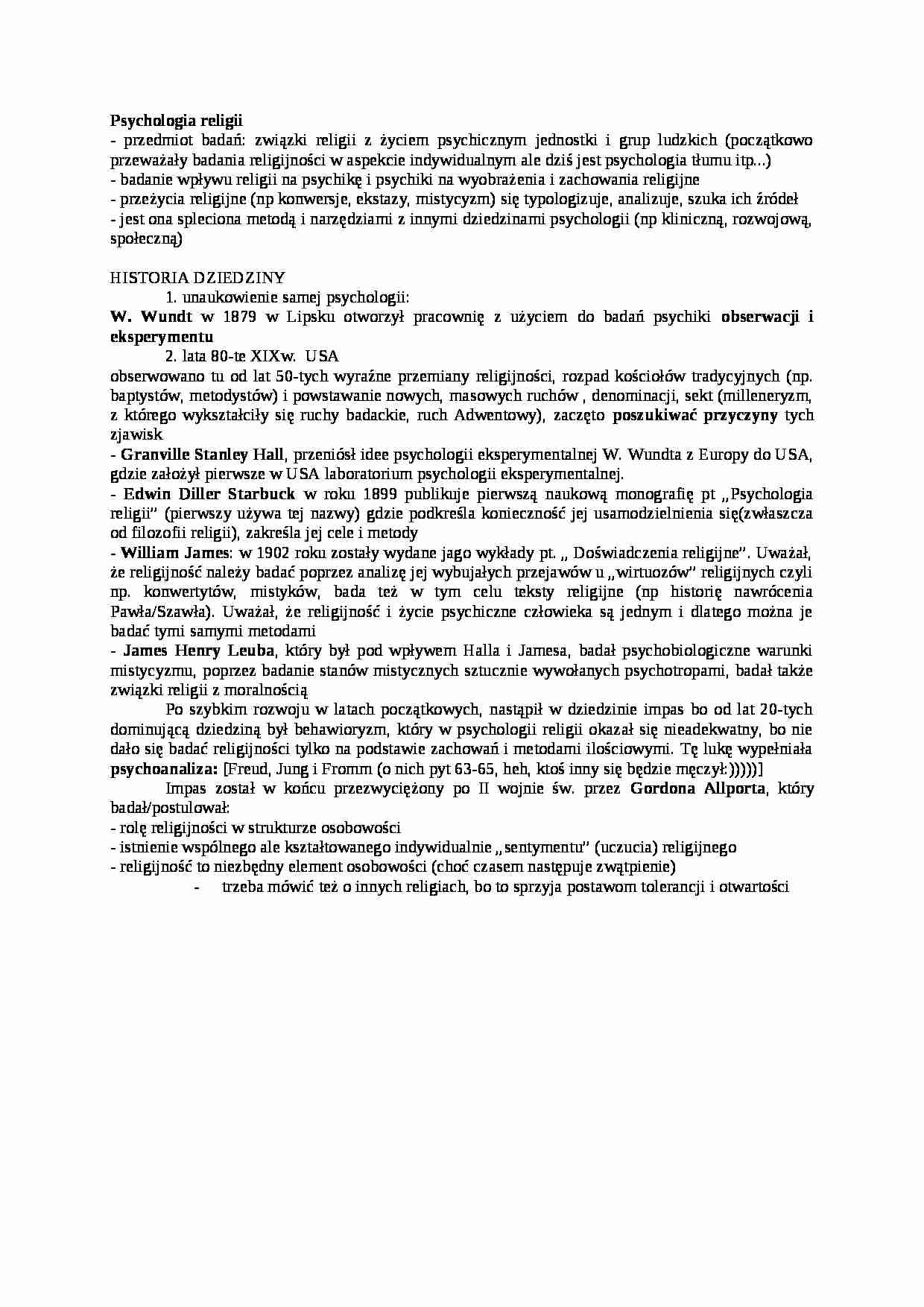 Wykład - Psychologia religii - strona 1