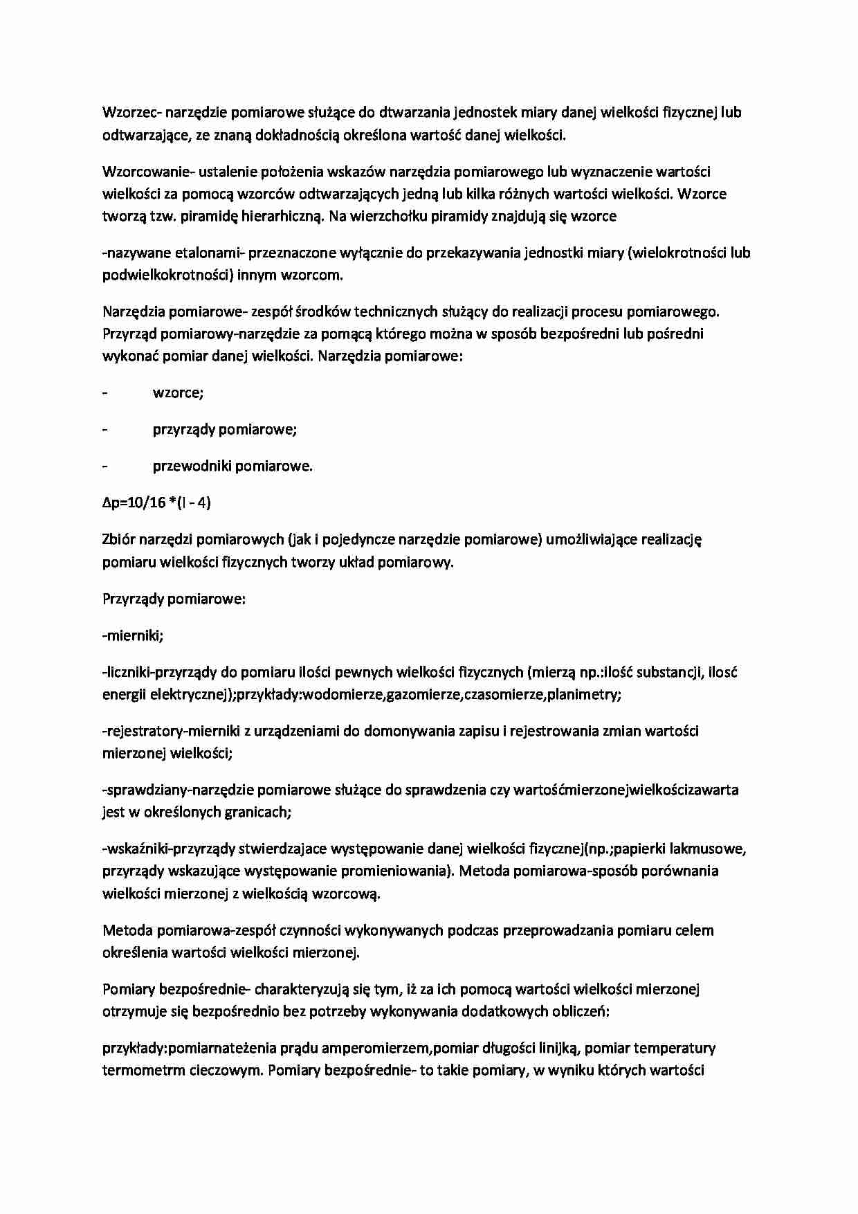 Wzorzec i metody pomiarowe-opracowanie - strona 1