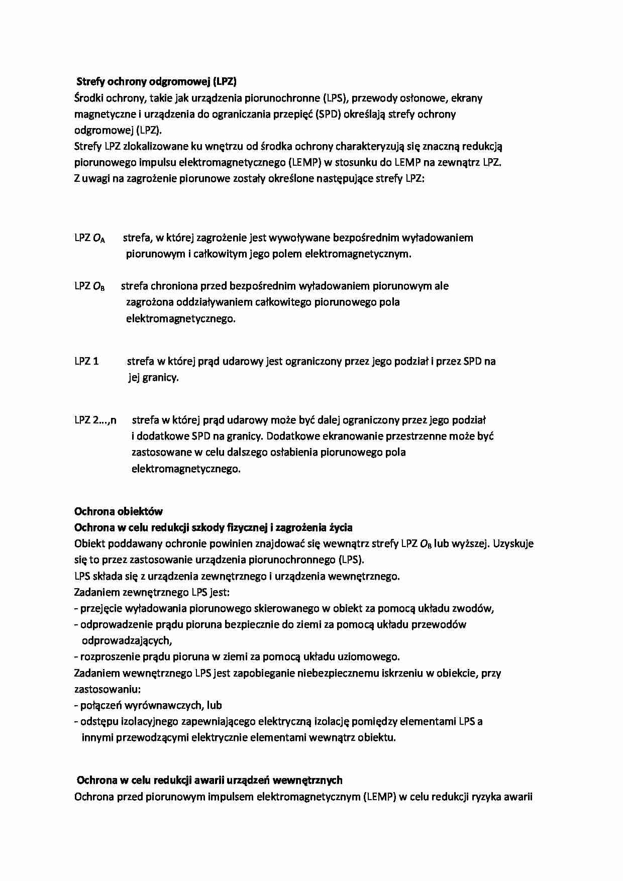 Strefy ochrony odgromowej-opracowanie - strona 1