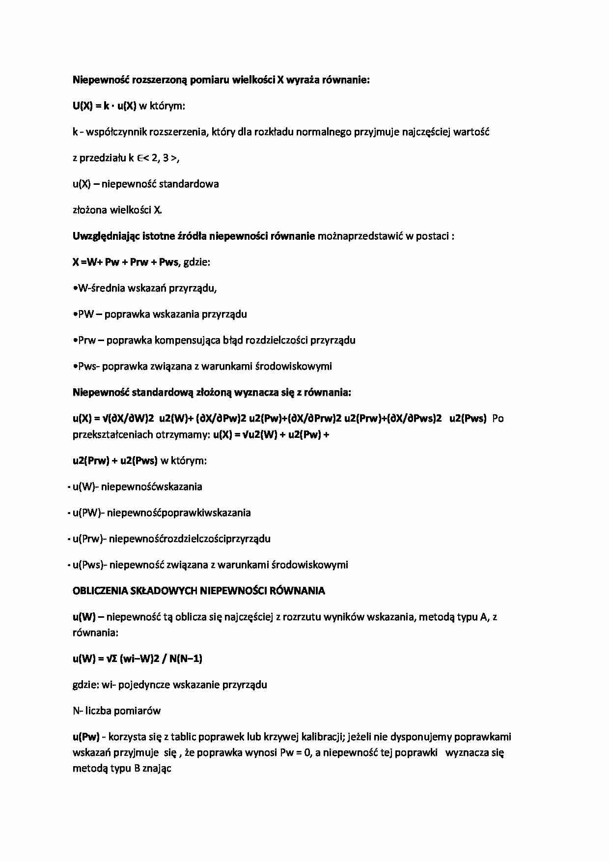 Niepewność pomiaru-opracowanie - strona 1