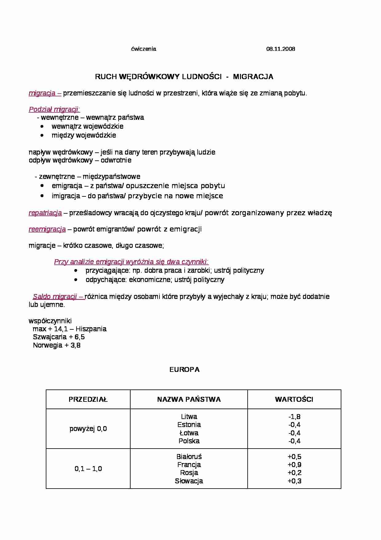 demografia - LUDNOŚCI - MIGRACJA  - strona 1