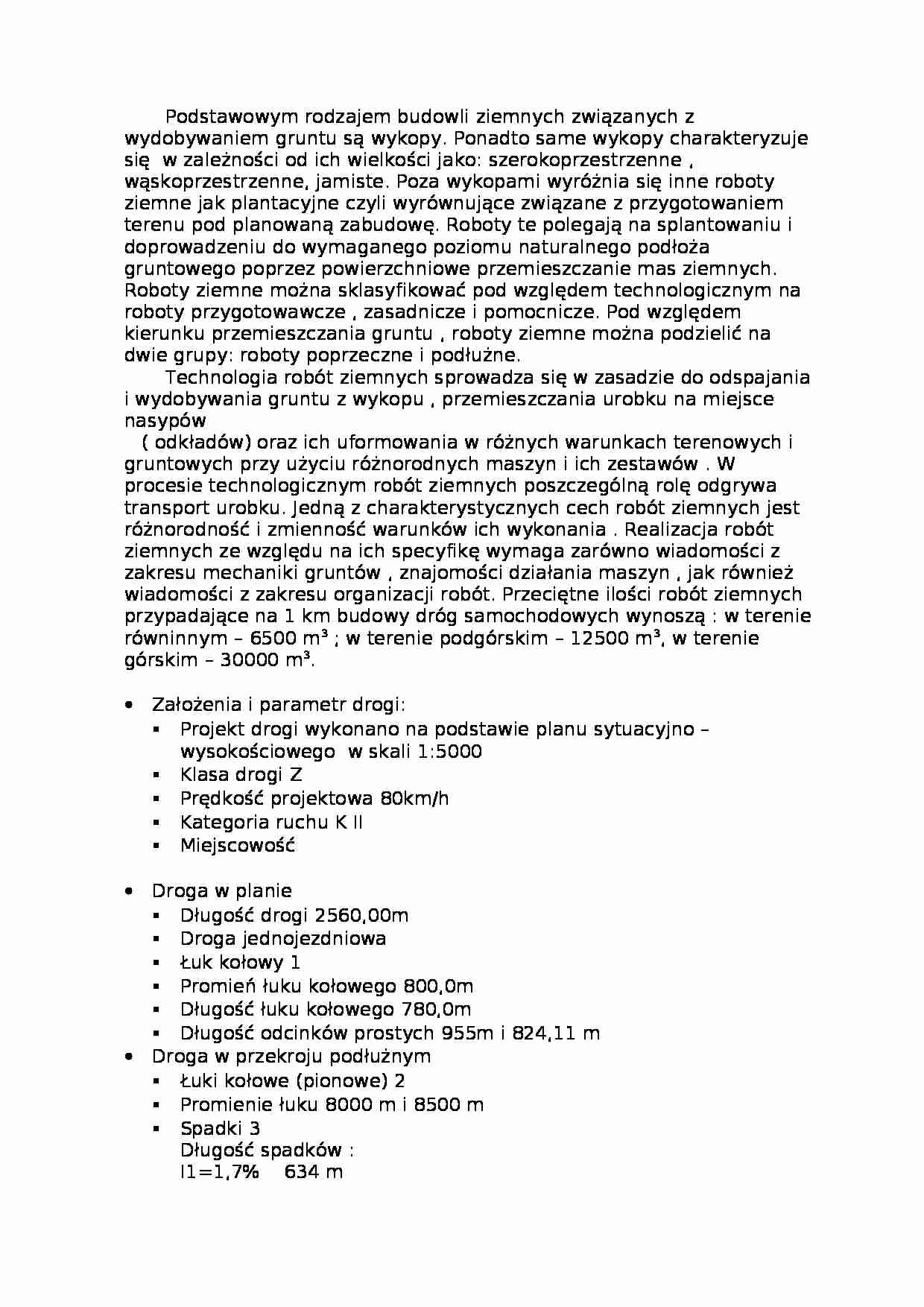 Opis techniczny do projektu drogi-opracowanie - strona 1