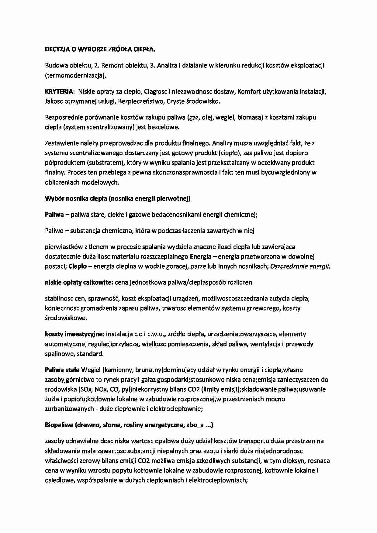 Decyzja o wyborze źródła ciepła-opracowanie - strona 1
