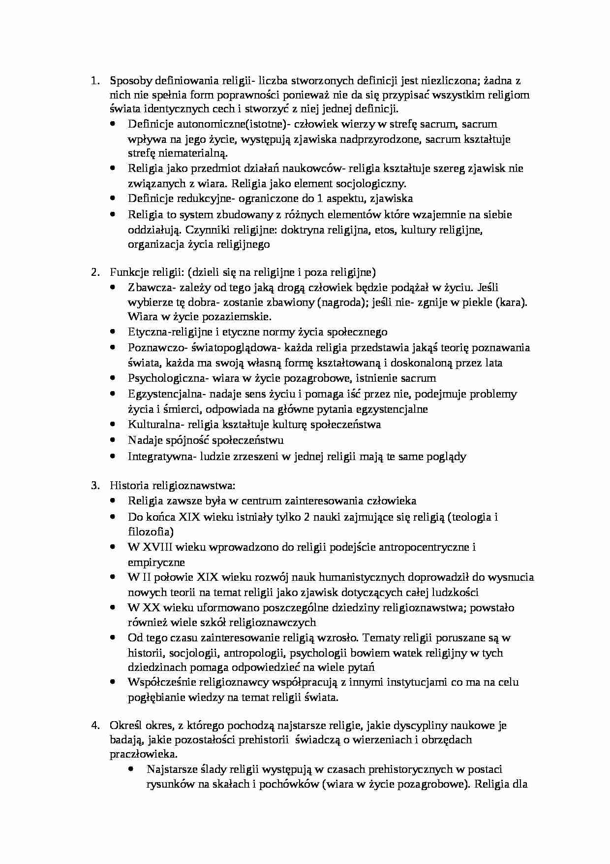 Pytania z religioznastwa - strona 1