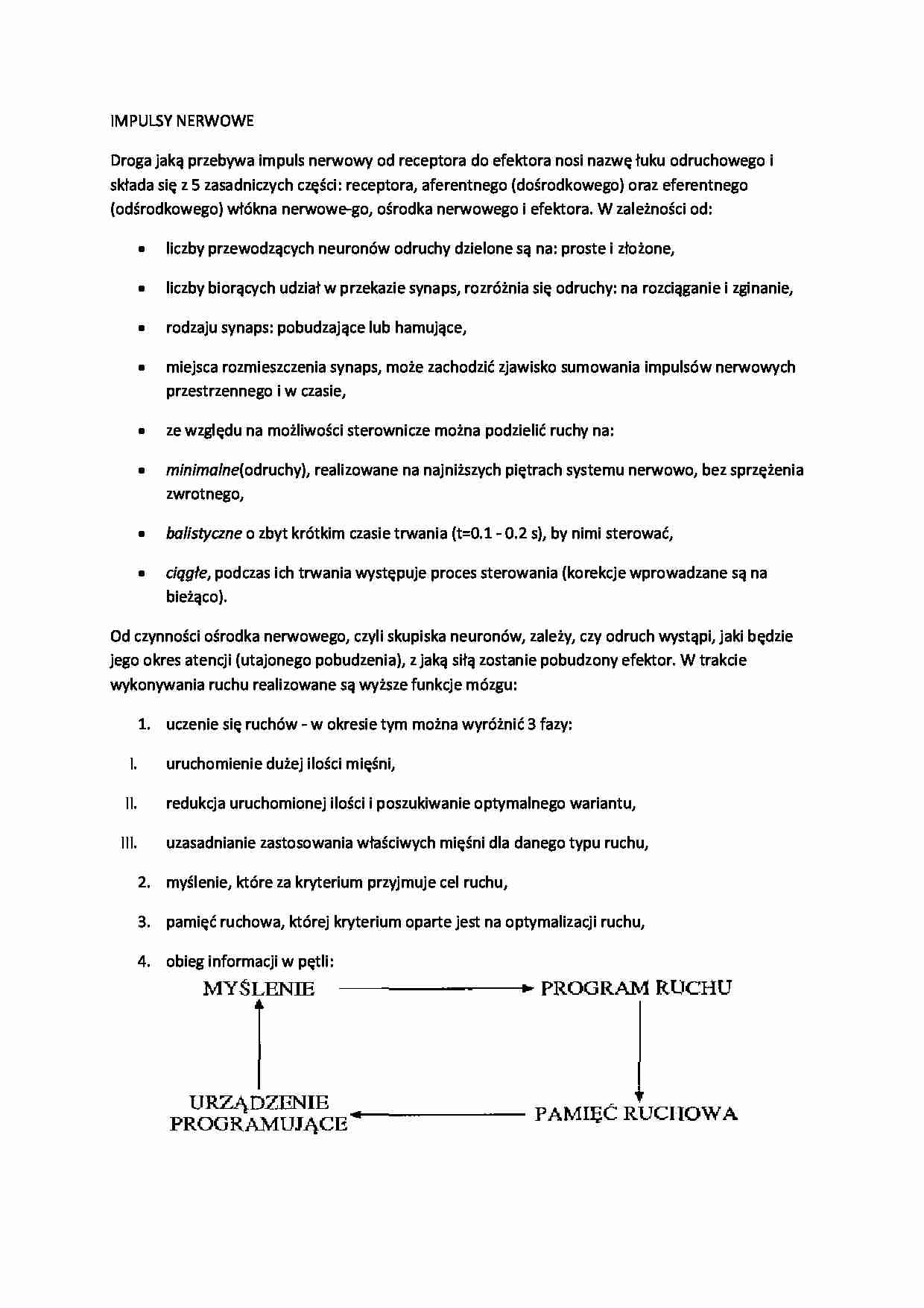 Impulsy nerwowe-opracowanie - strona 1