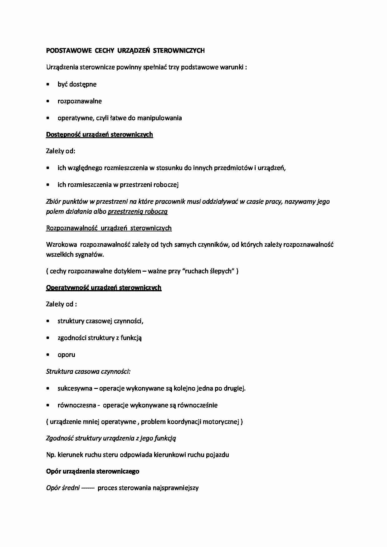 Podstawowe cechy urządzeń sterowniczych-opracowanie - strona 1