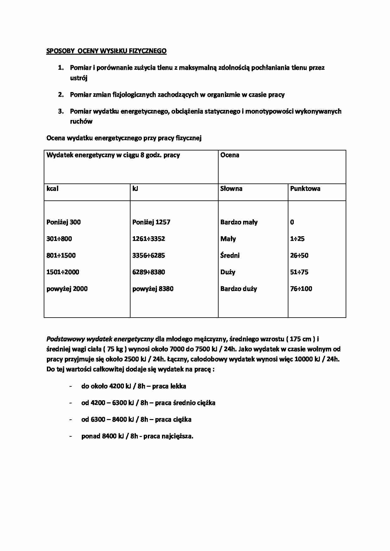Sposoby oceny wysiłku fizycznego-opracowanie - strona 1