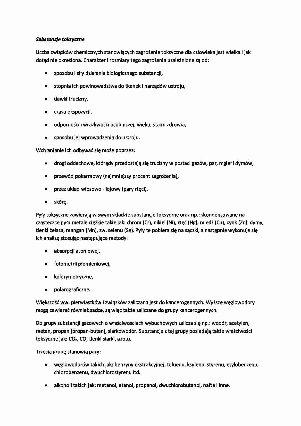 Substancje toksyczne-opracowanie - strona 1