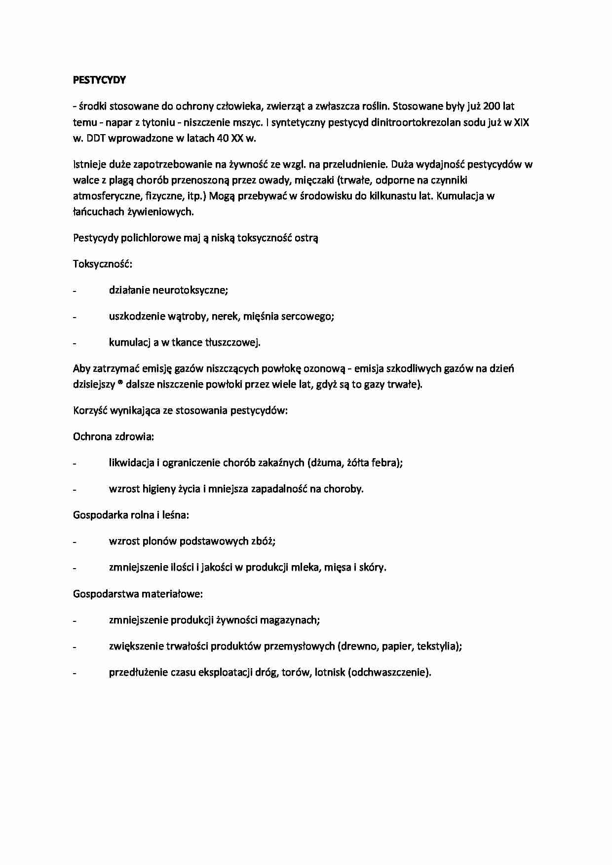 Pestycydy-opracowanie - strona 1