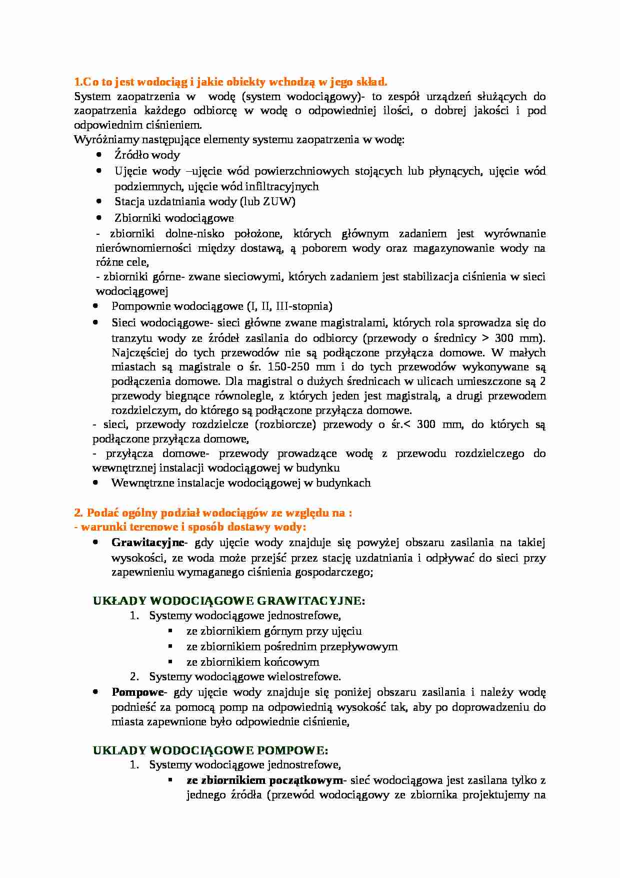 Pytania z wodociągów- kolokwium - strona 1