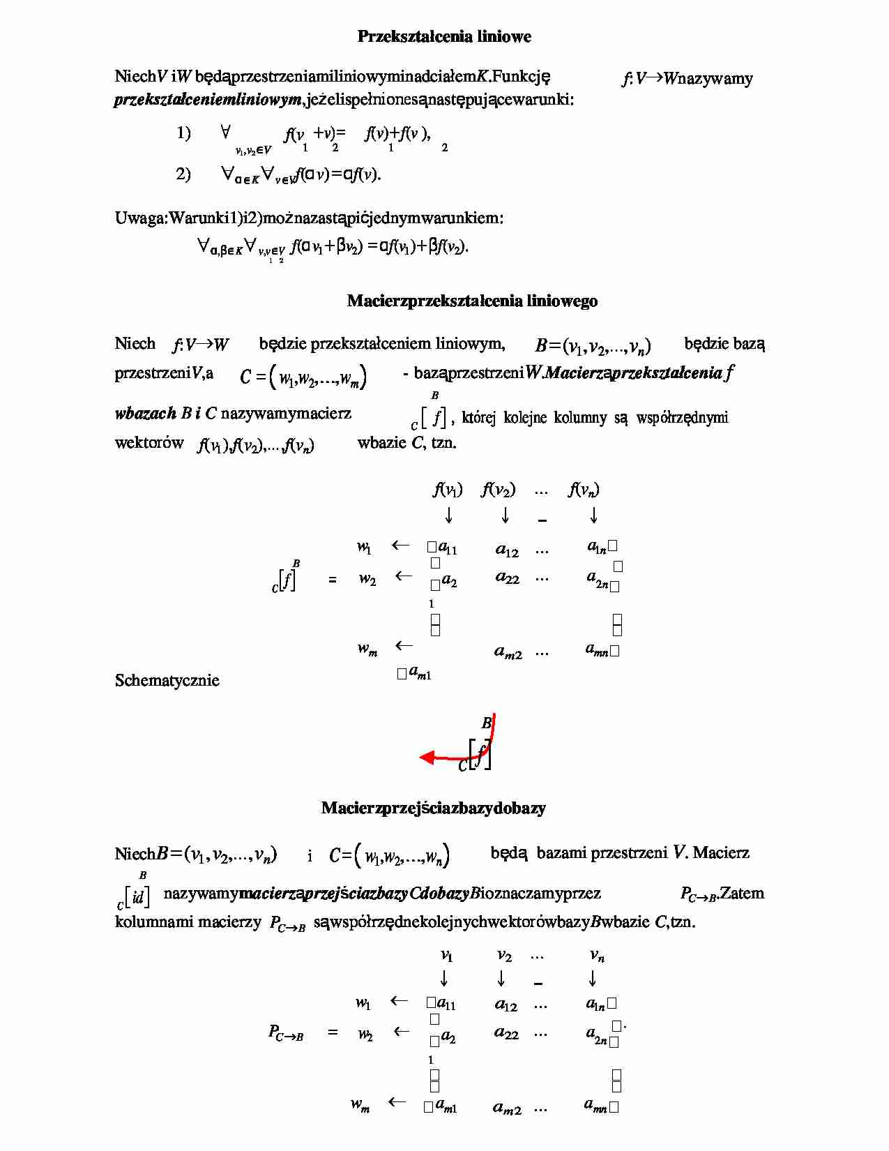 Przekształcenia liniowe-opracowanie - strona 1