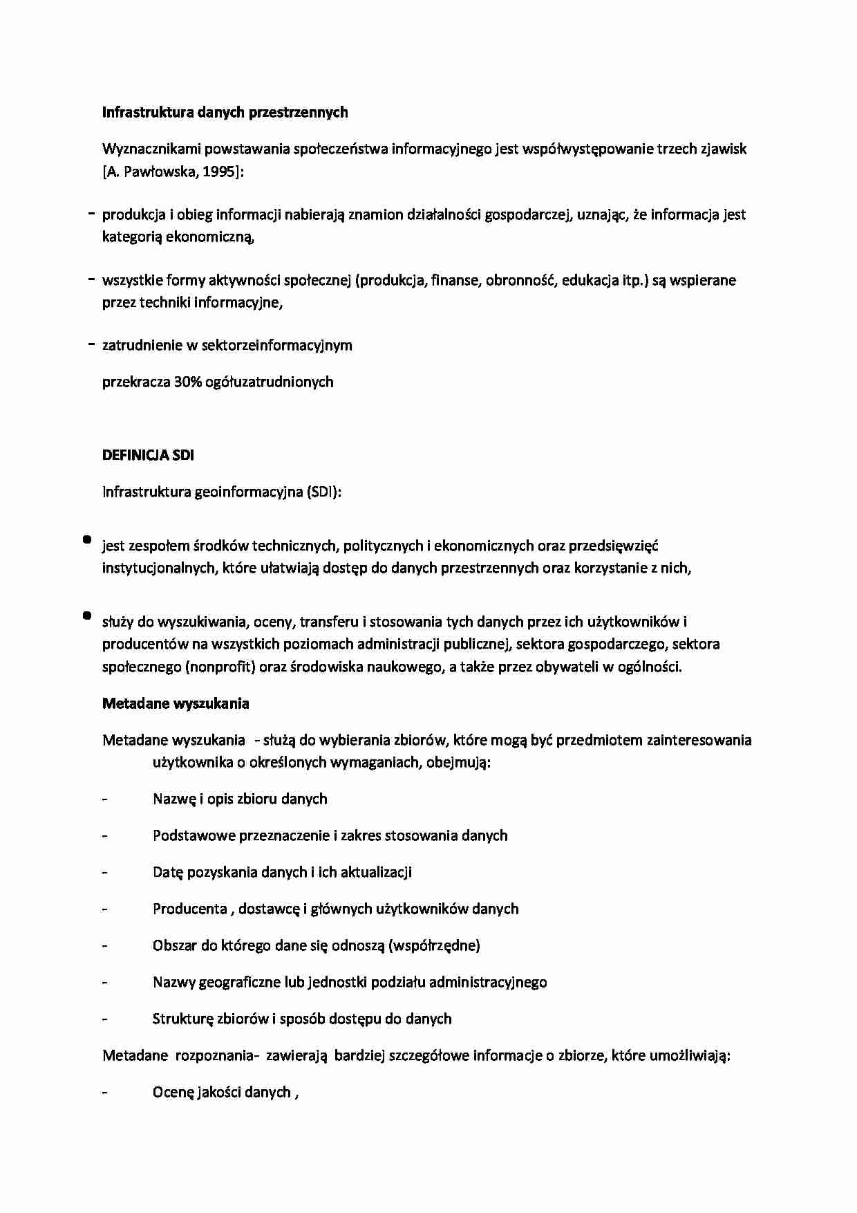 Infrastruktura danych przestrzennych-opracowanie - strona 1