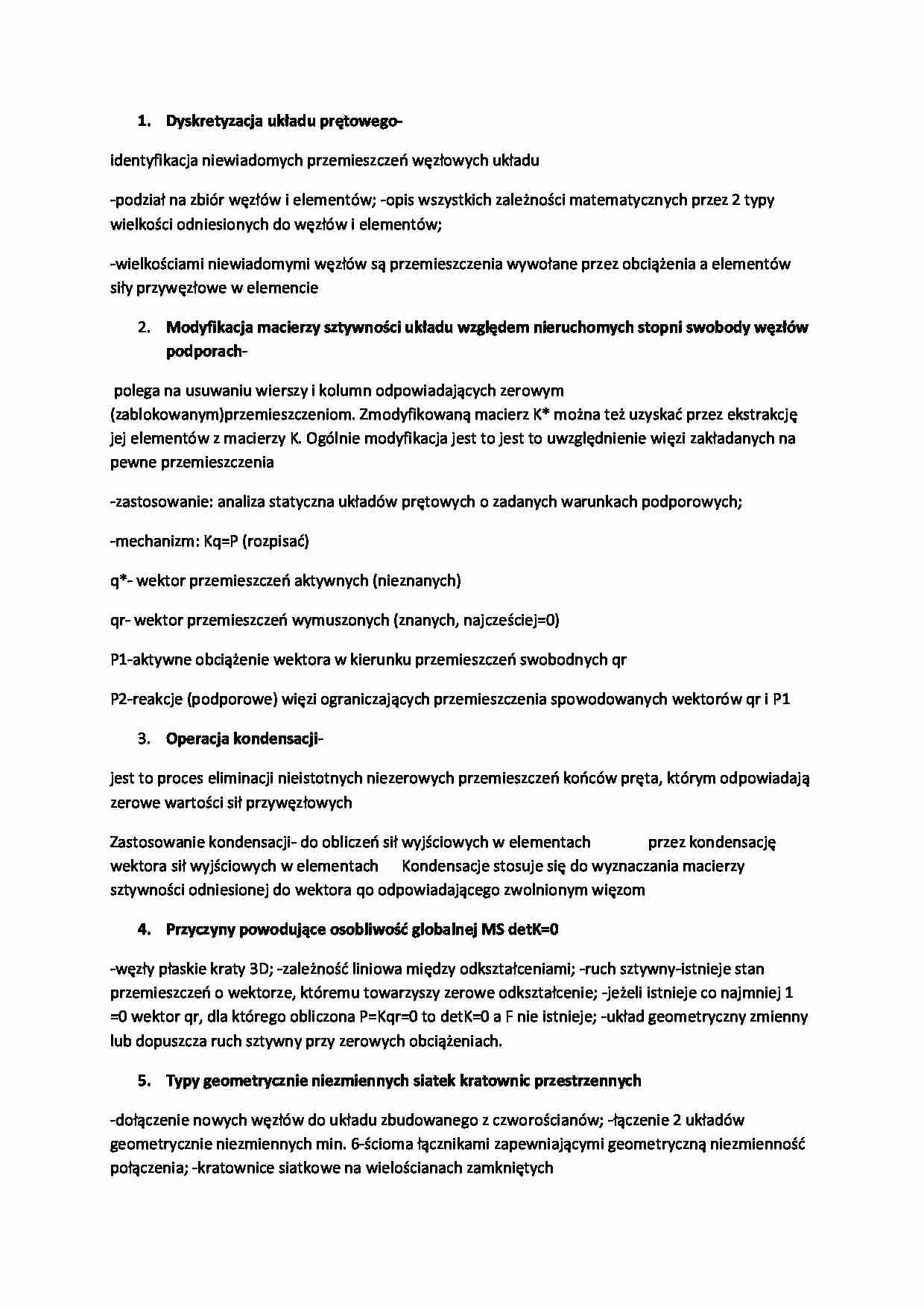 Mechanika budowli-pytania na kartkówkę - strona 1