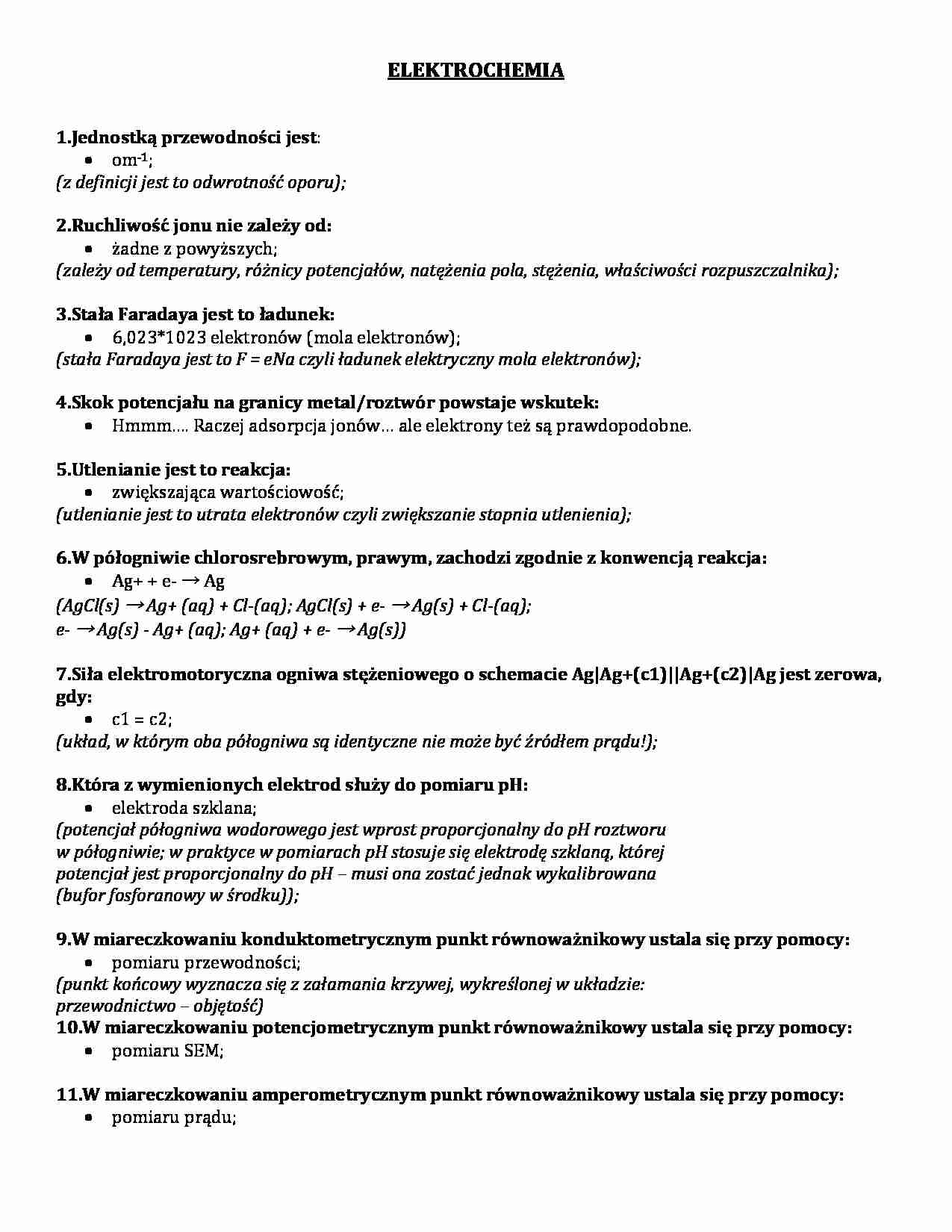 Elektrochemia - pytania - strona 1