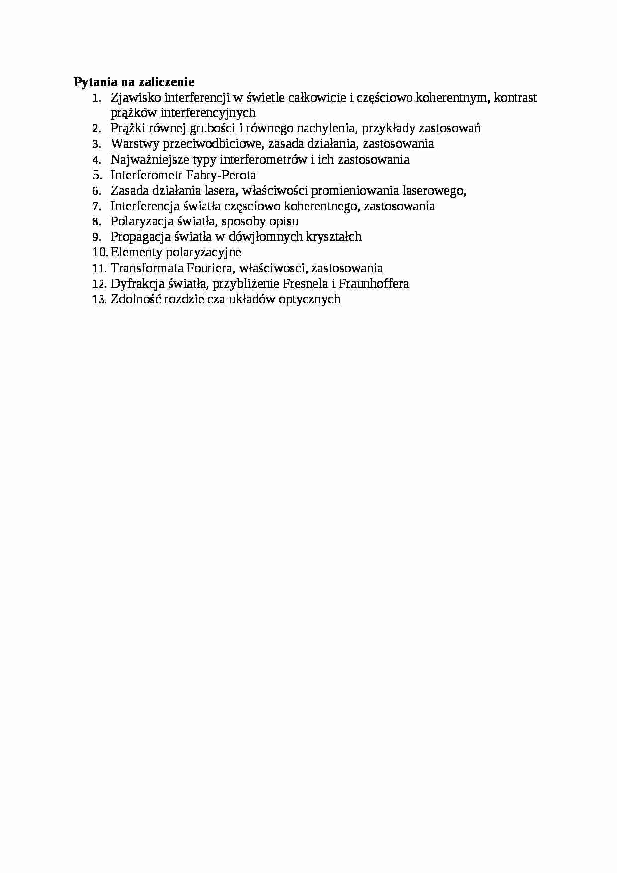 Fale i optyka- pytania na zaliczenie - strona 1