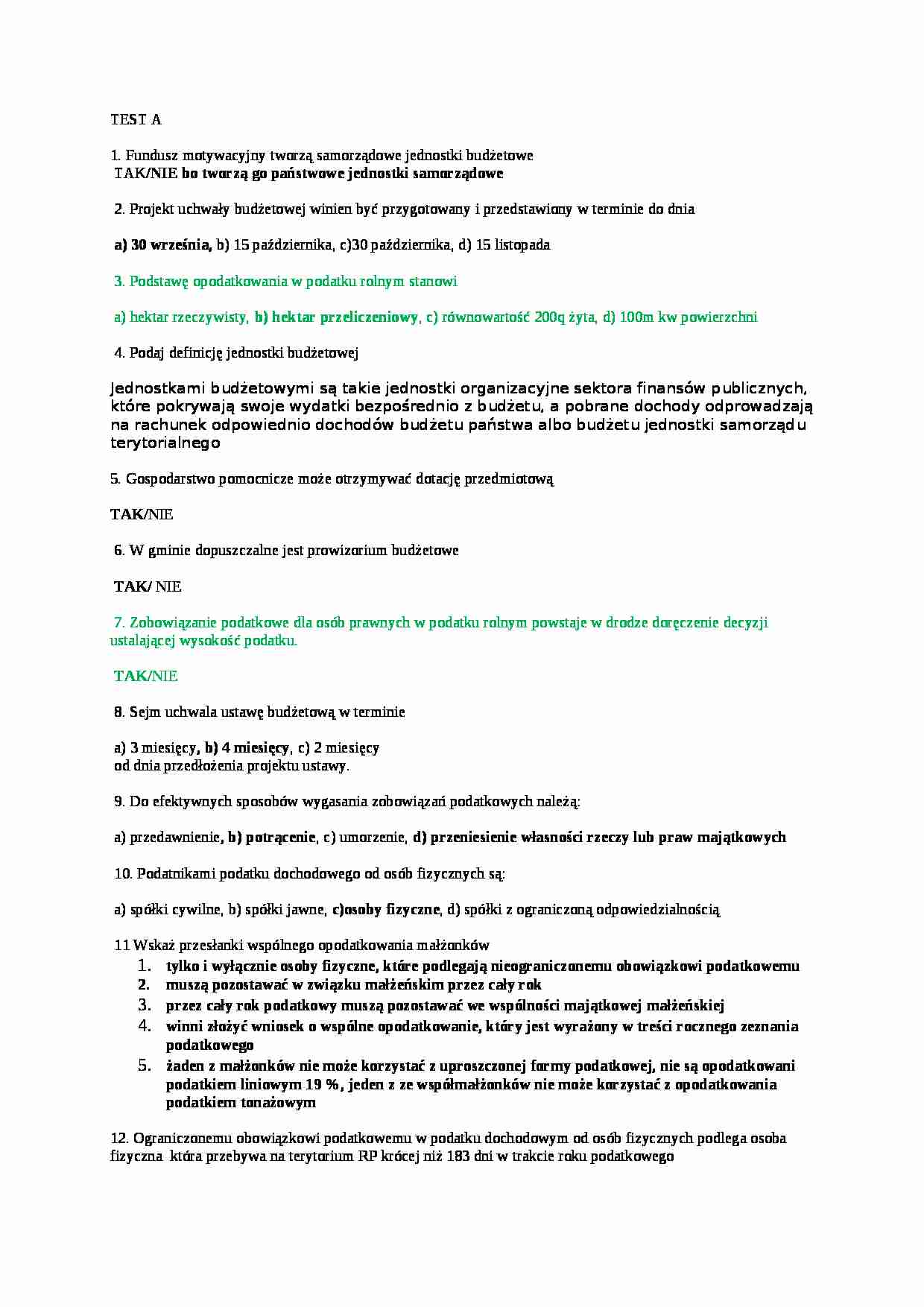 Prawo finansowe -testy - strona 1