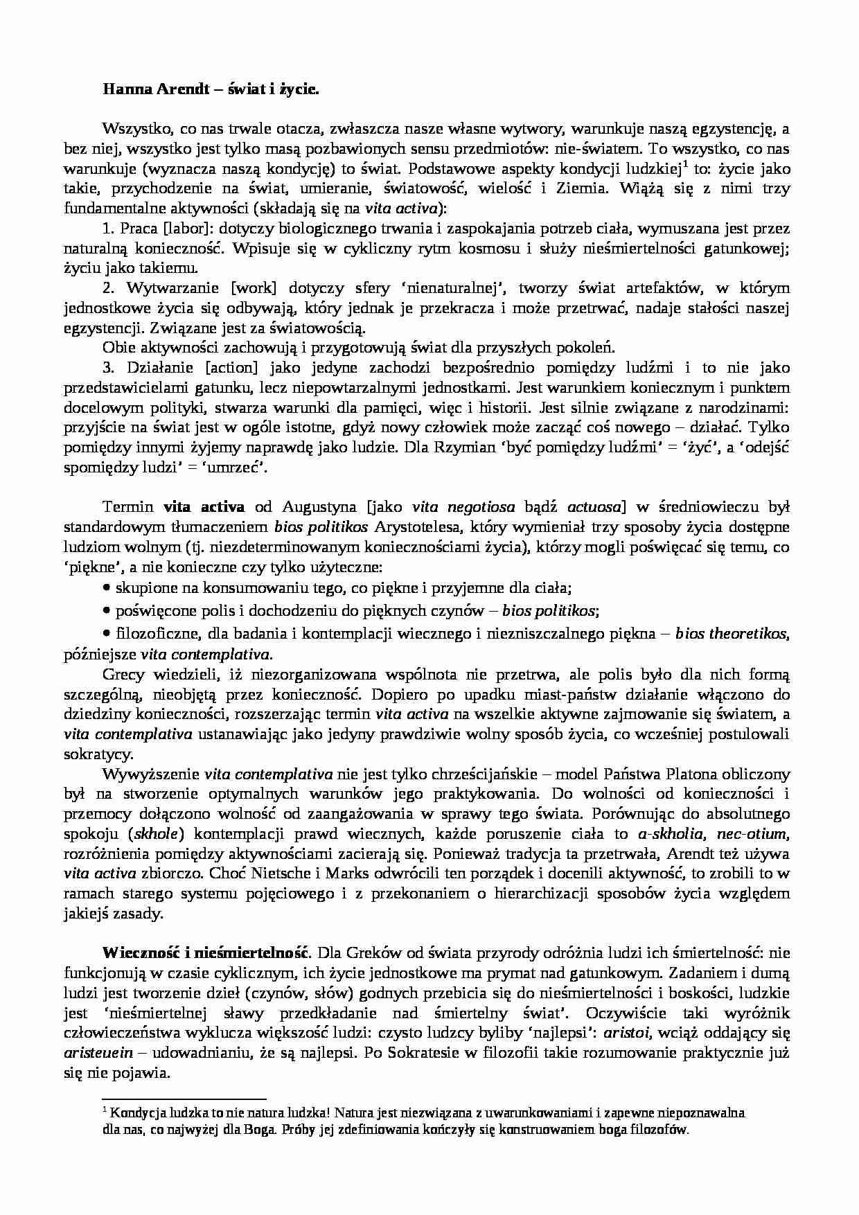 Hanna Arendt - świat i życie - omówienie - strona 1